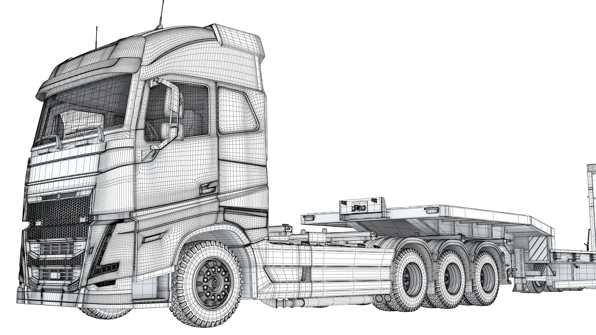 Truck with Platform Trailer