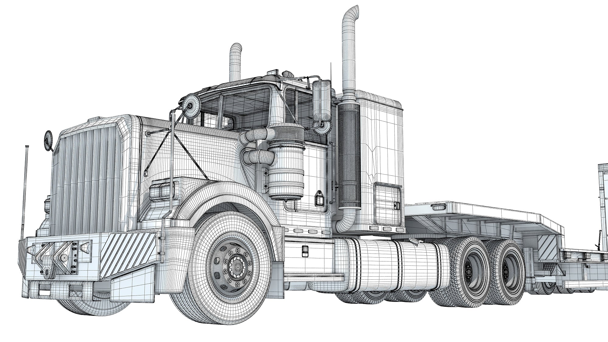 Truck with Platform Trailer