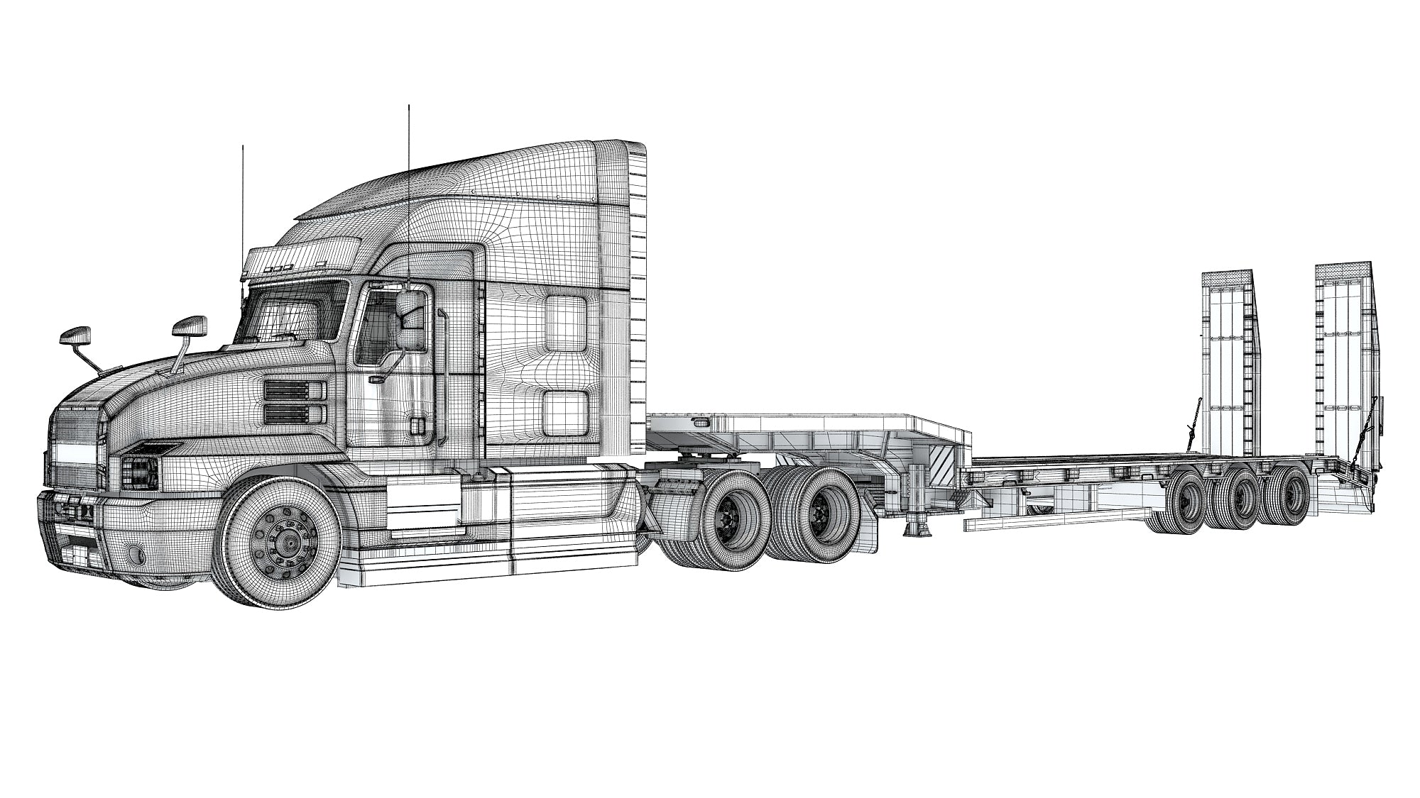 Truck with Platform Trailer