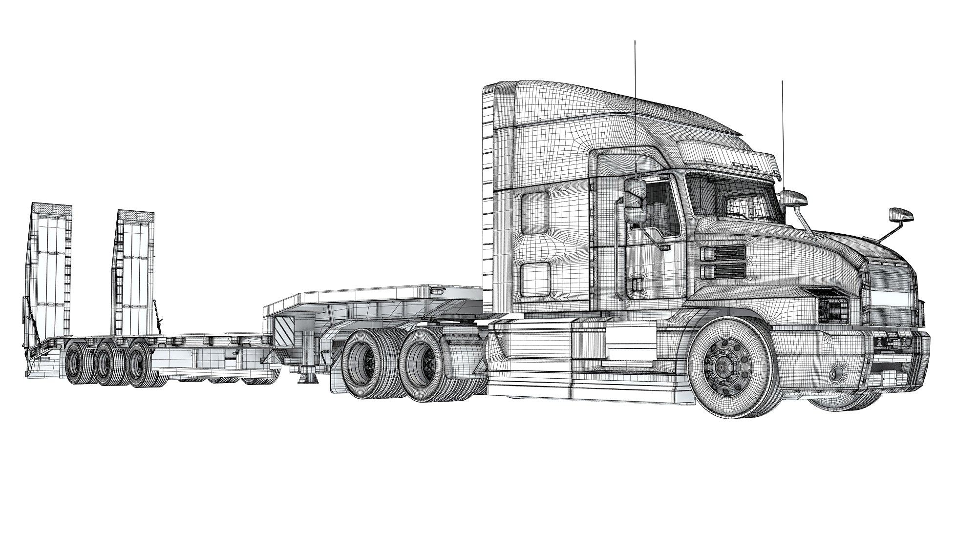 Truck with Platform Trailer