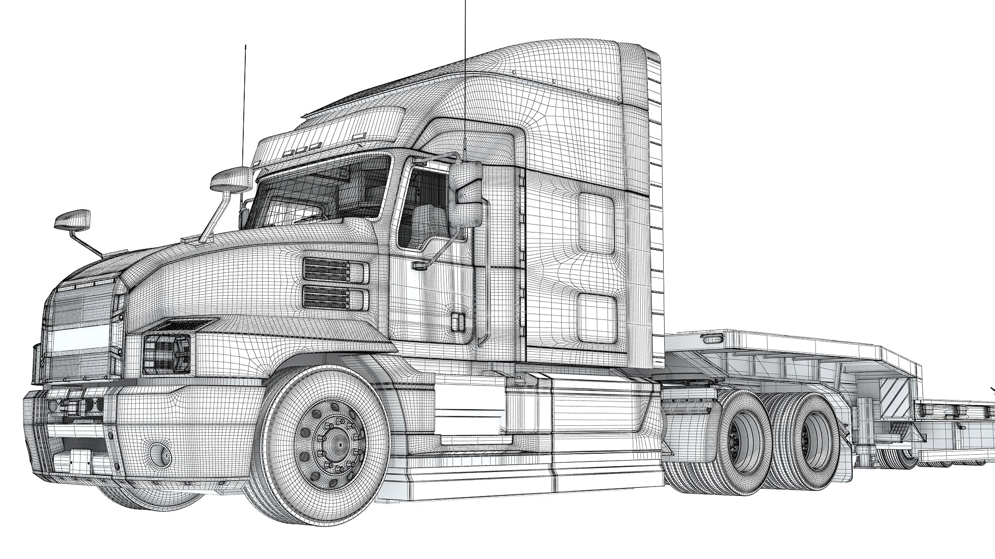 Truck with Platform Trailer