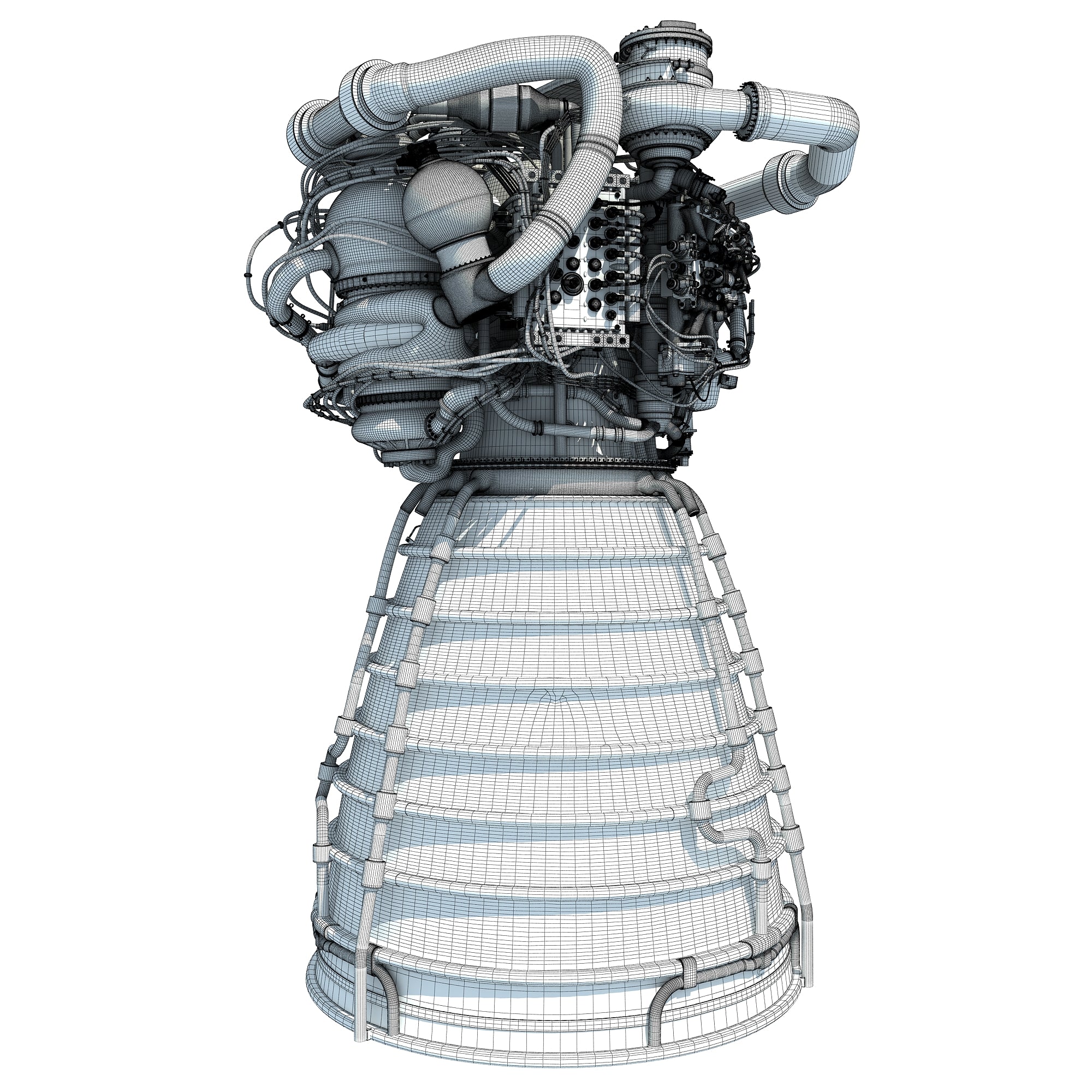 RS-25 Space Shuttle Engine 3D Model