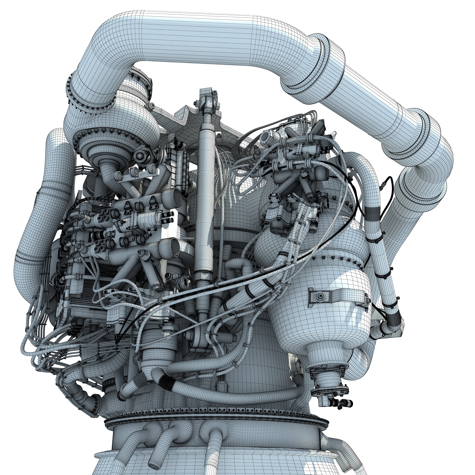 RS-25 Space Shuttle Engine 3D Model