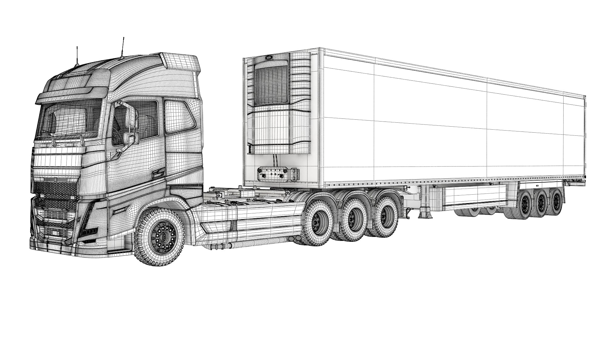 Truck with Reefer Refrigerator Trailer