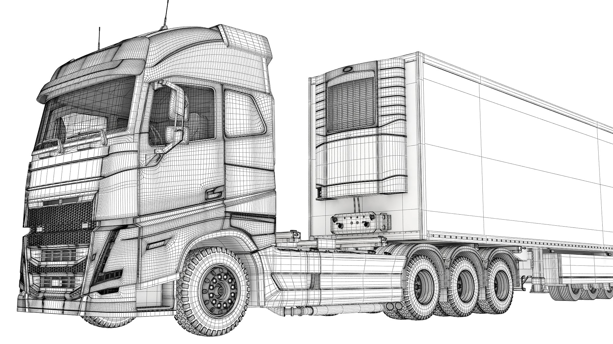 Truck with Reefer Refrigerator Trailer