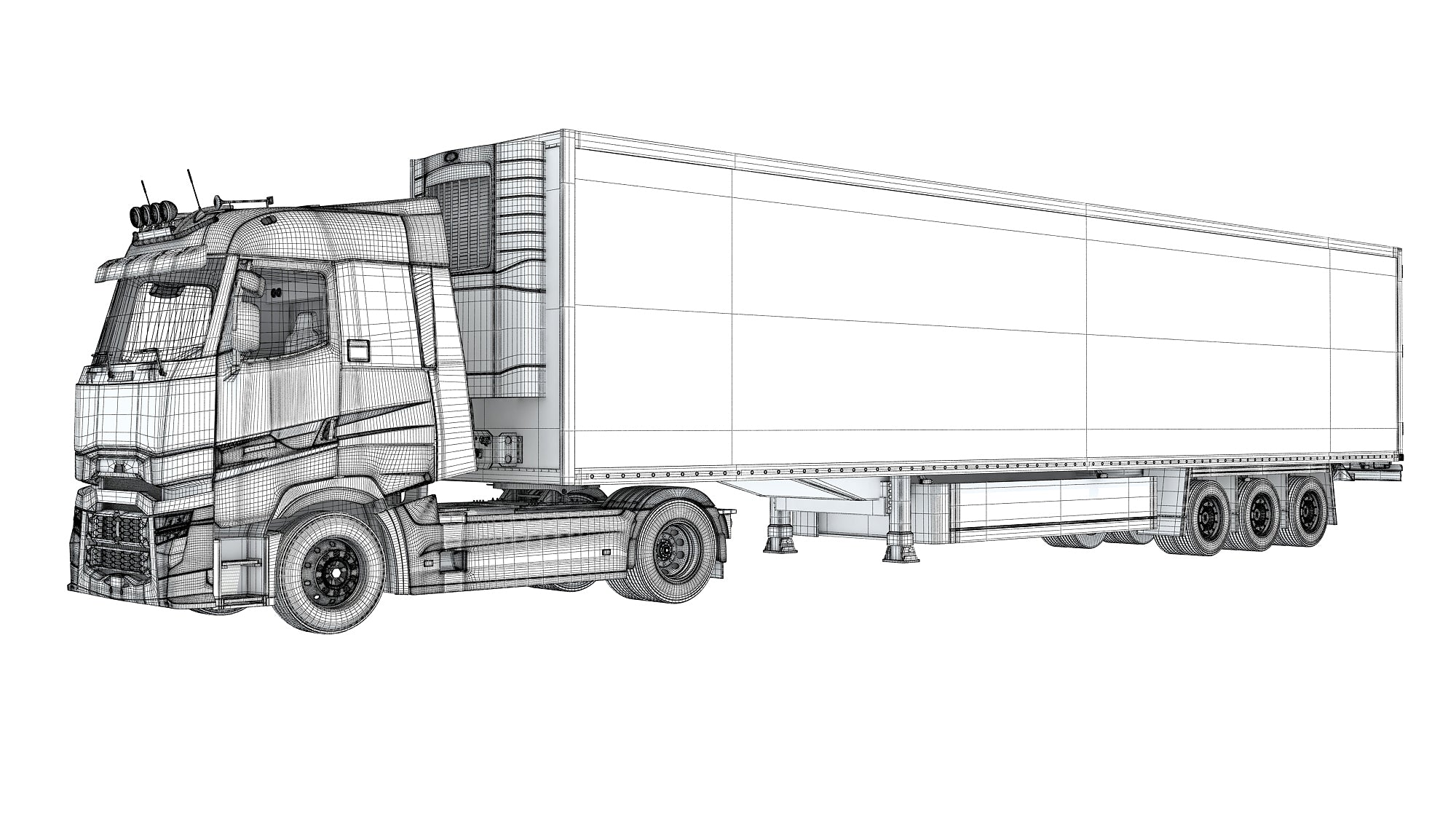 Truck with Reefer Refrigerator Trailer