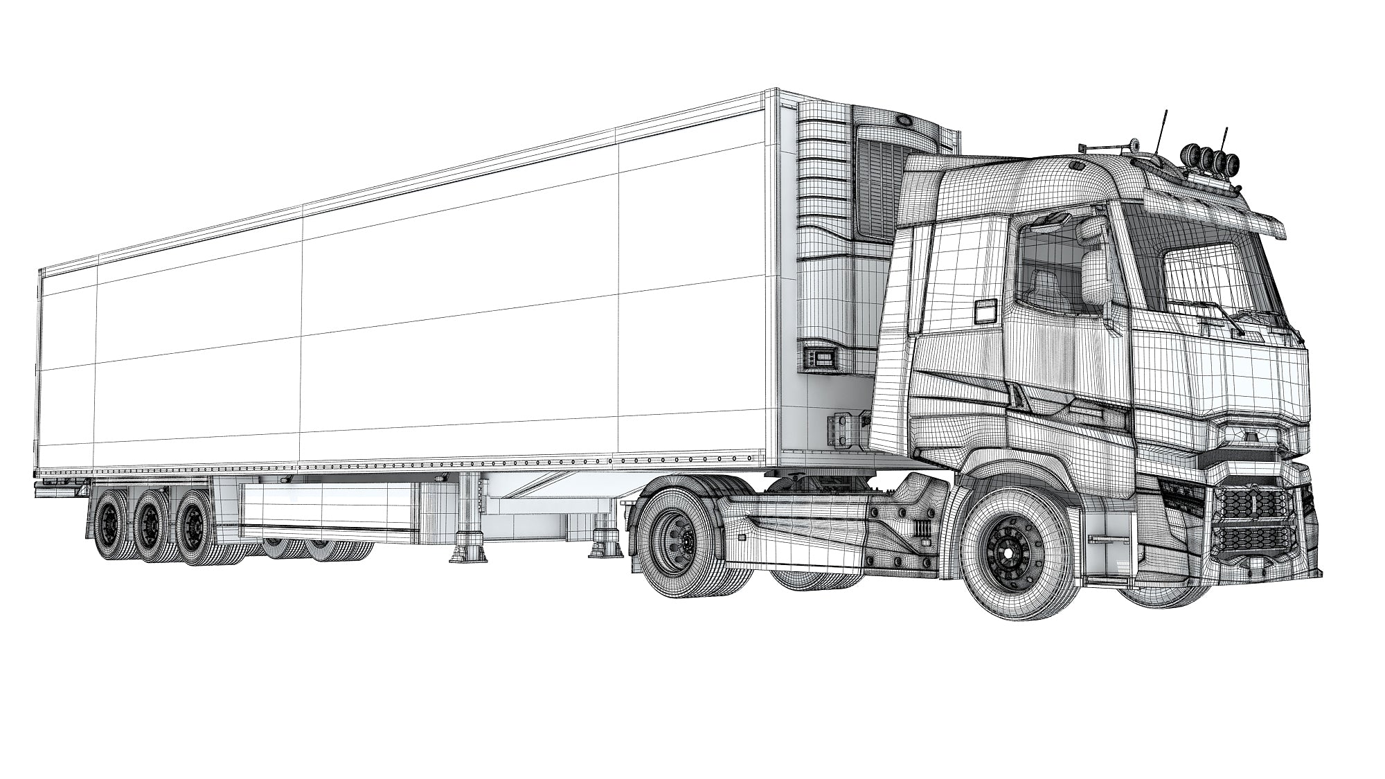 Truck with Reefer Refrigerator Trailer