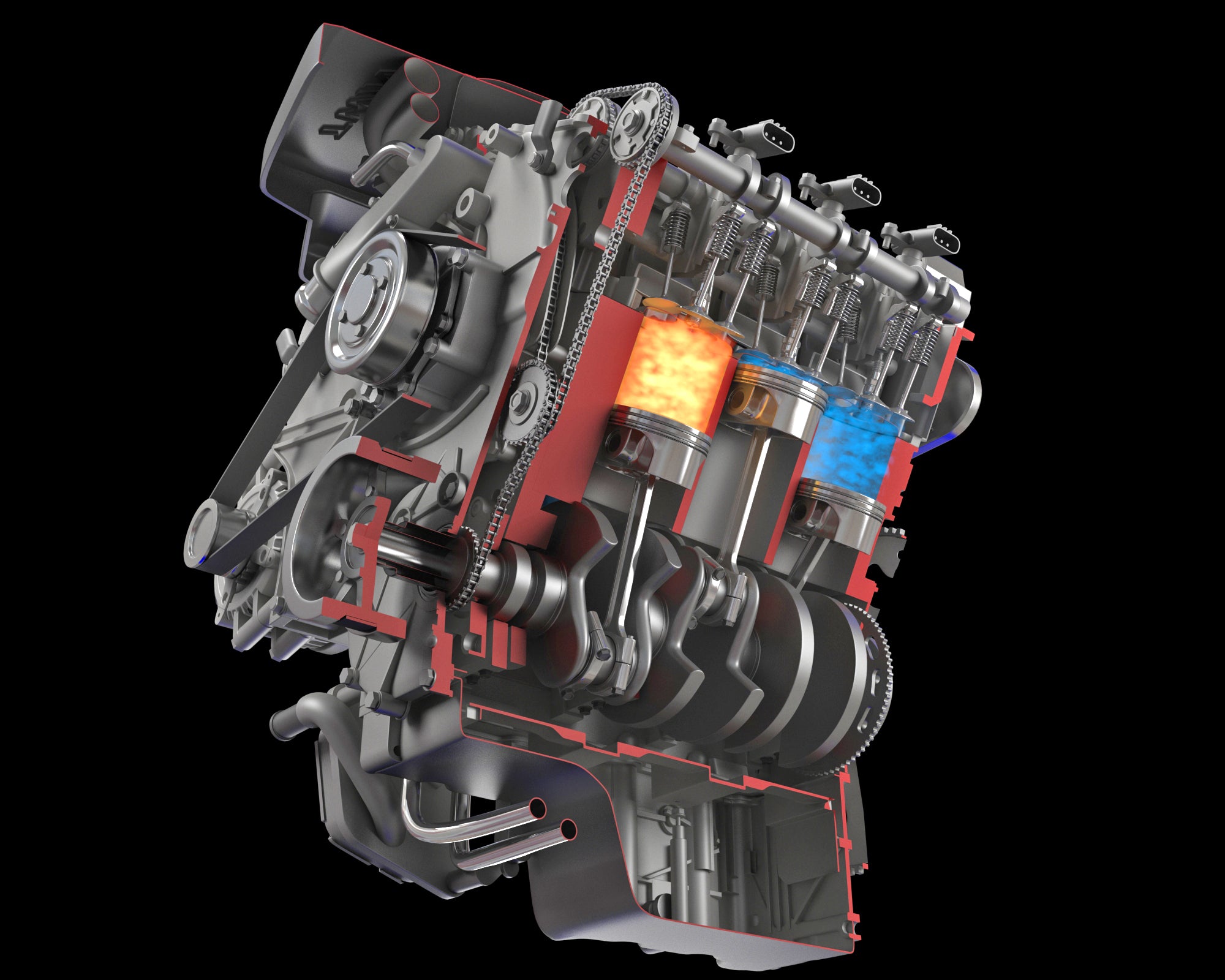 3D Model - Sectioned Animated V6 Engine – 3D Horse