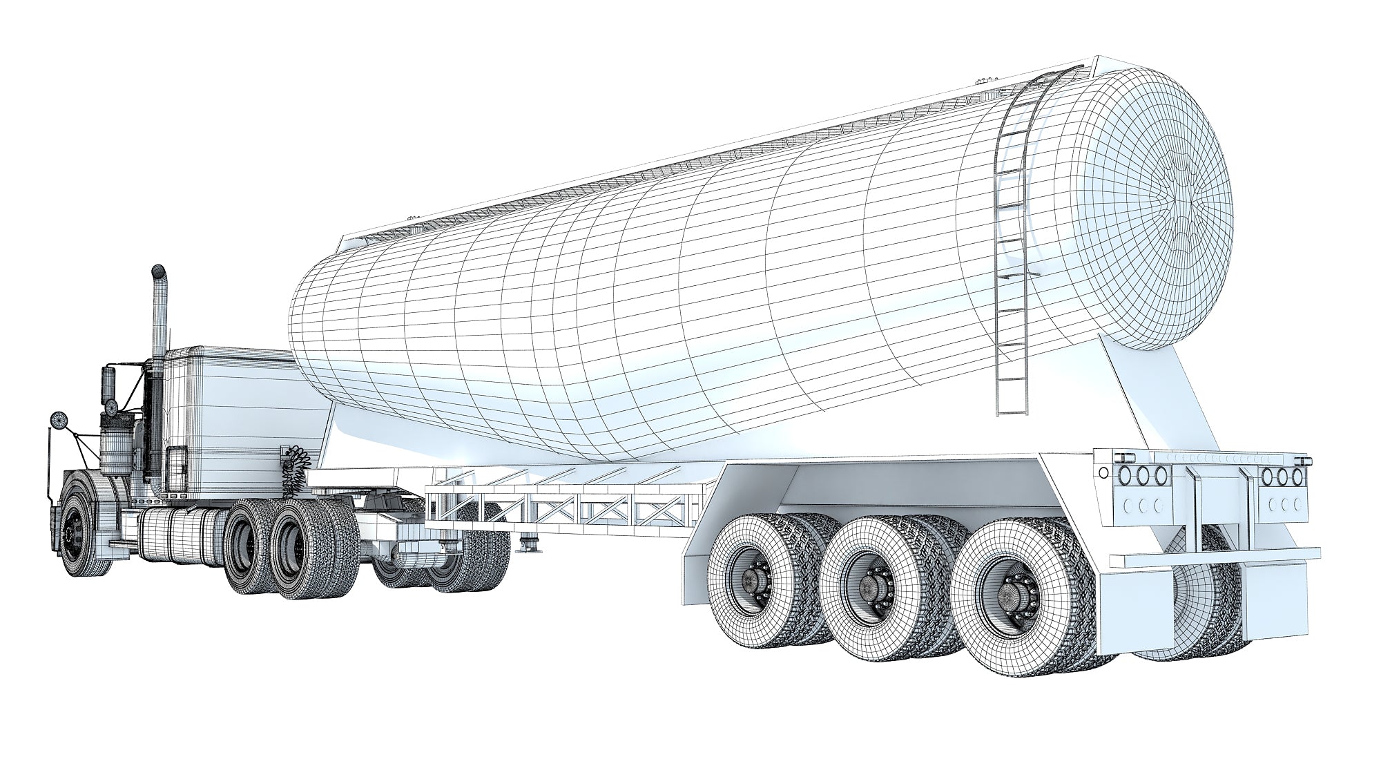 3D Truck with Tank Trailer