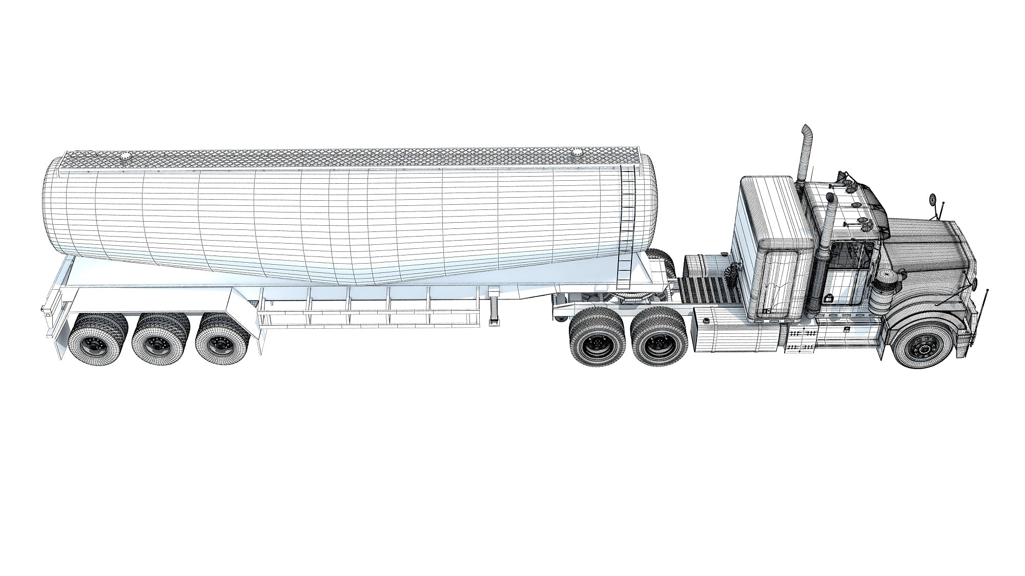 3D Truck with Tank Trailer