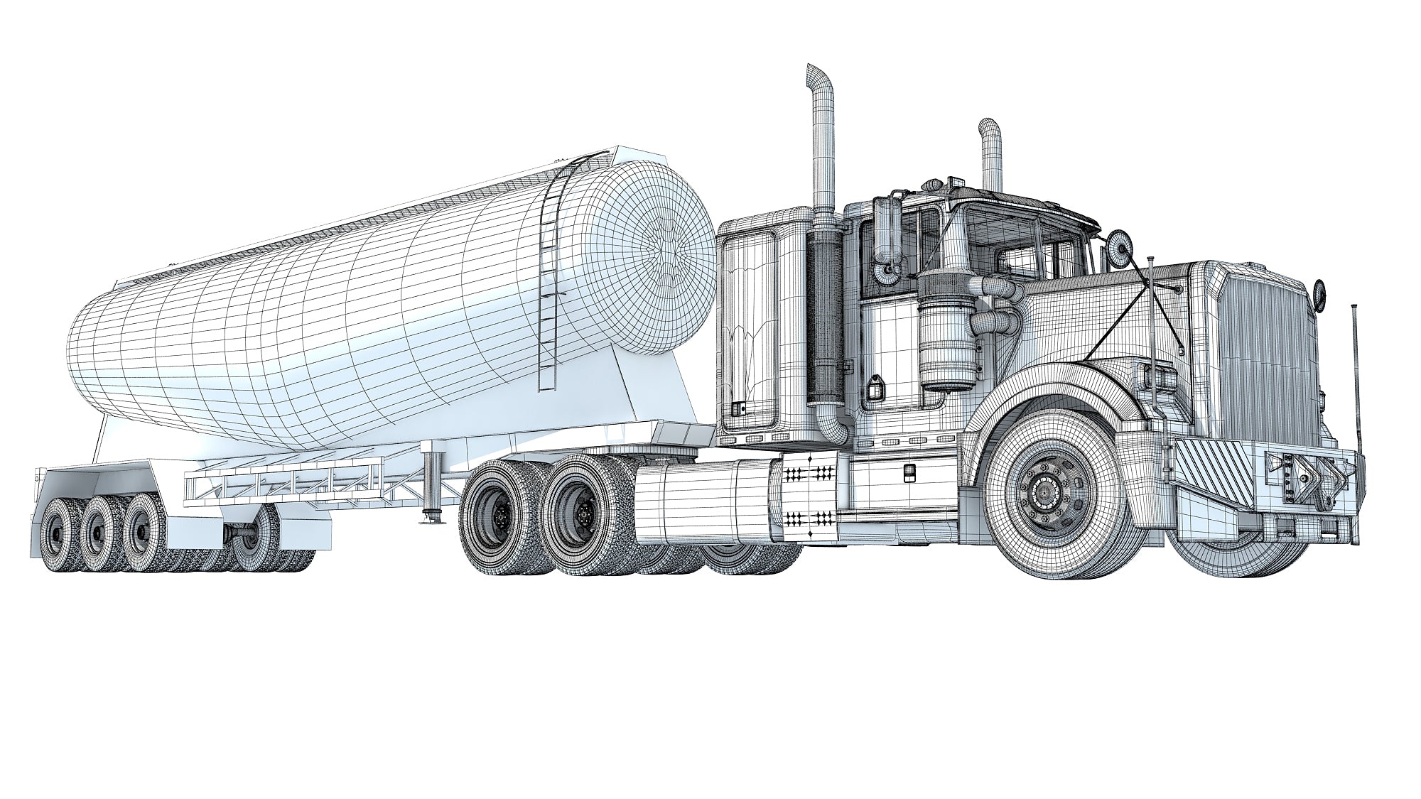 3D Truck with Tank Trailer