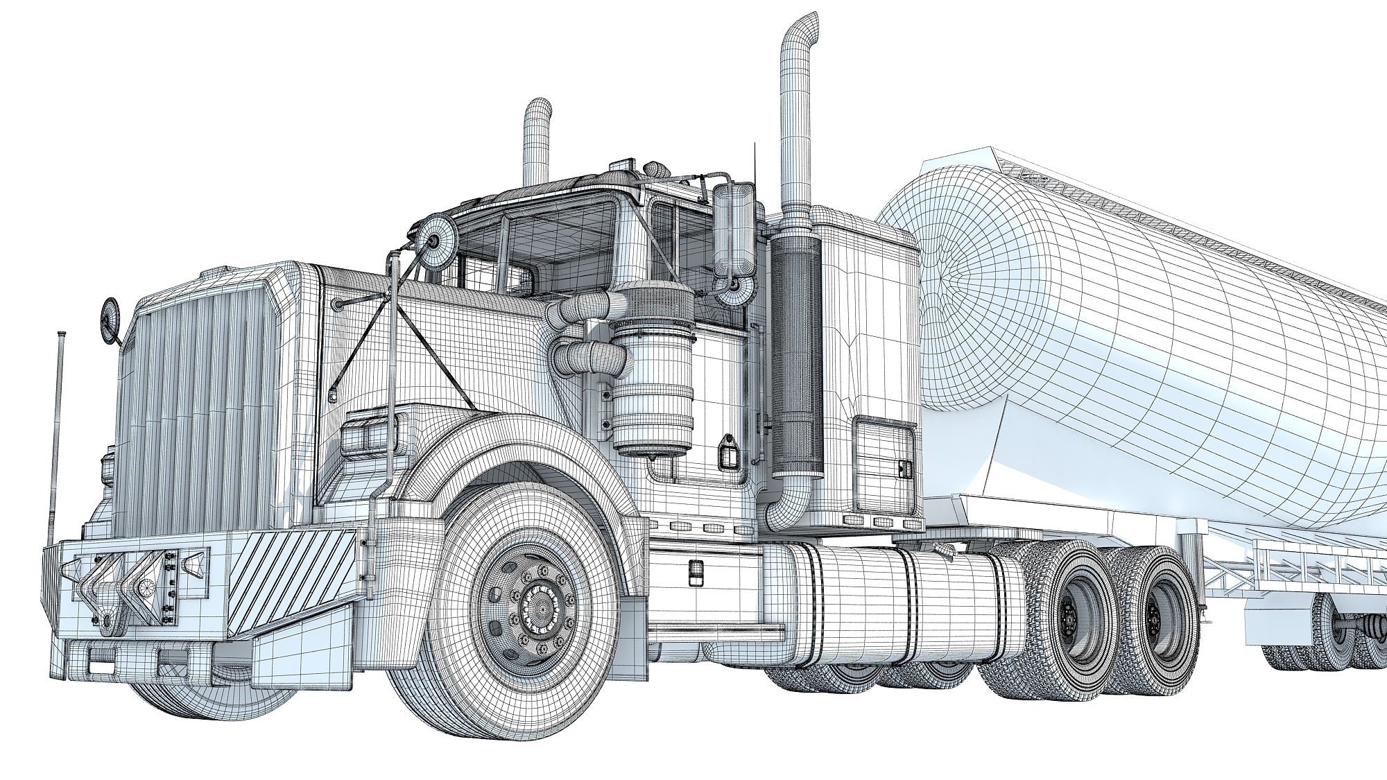 3D Truck with Tank Trailer