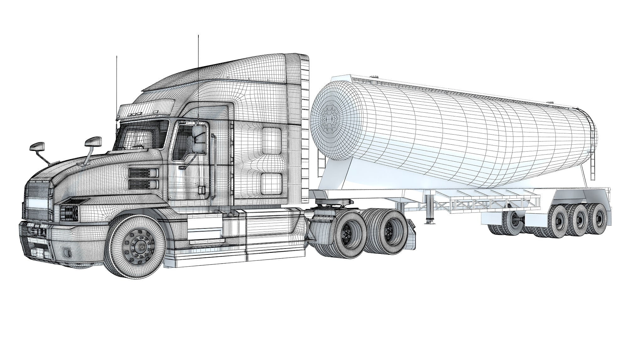 Sleeper Cab Truck with Tank Trailer