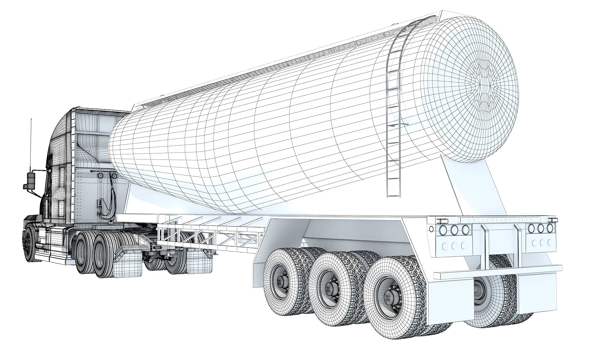 Sleeper Cab Truck with Tank Trailer