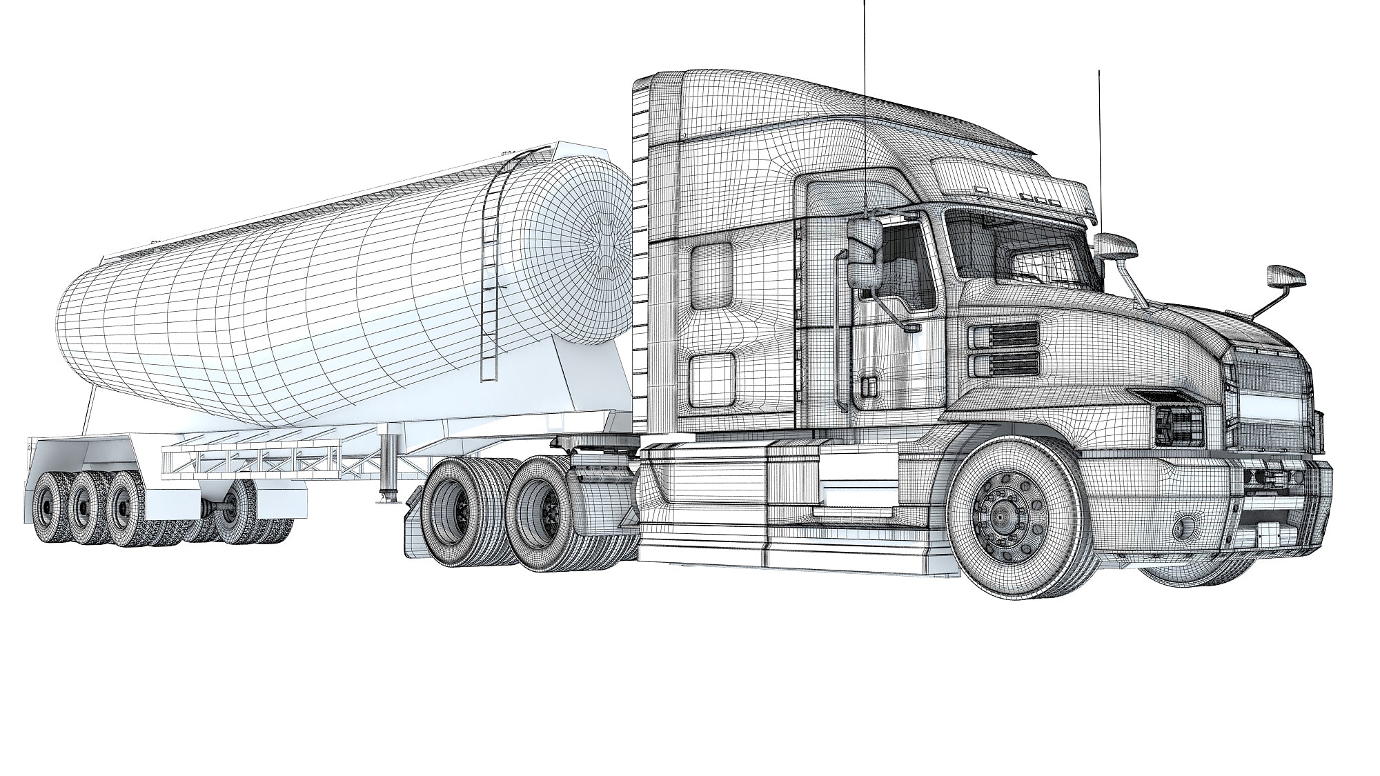 Sleeper Cab Truck with Tank Trailer