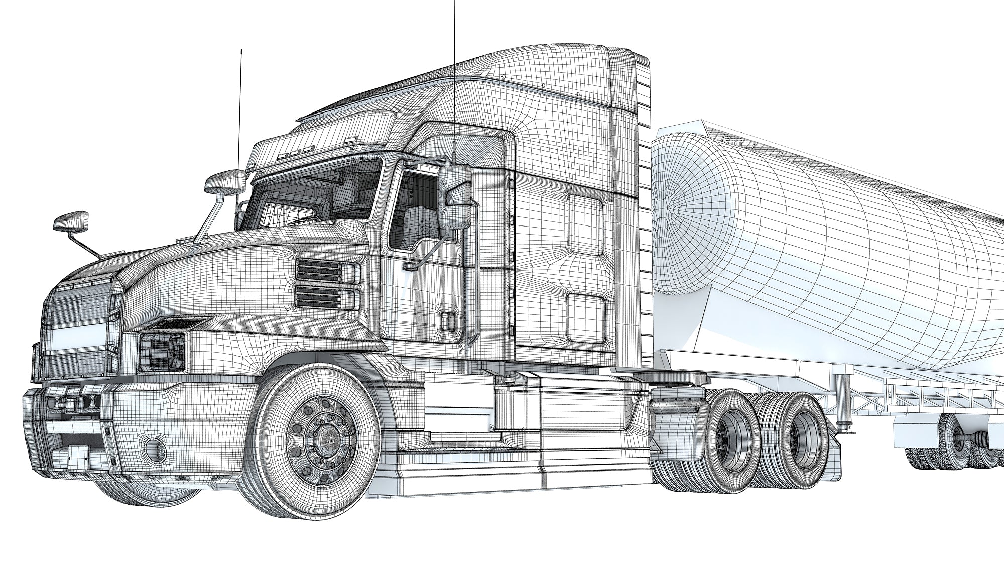 Sleeper Cab Truck with Tank Trailer
