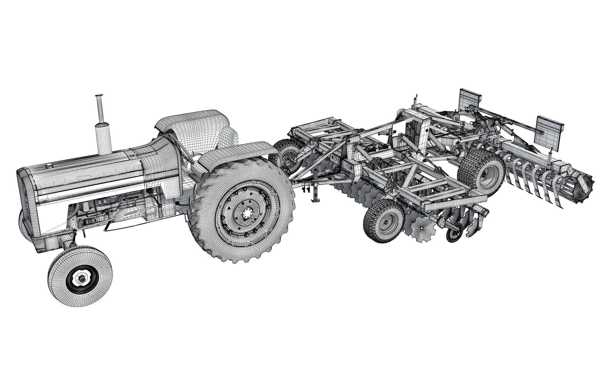 Tractor with Disc Harrow