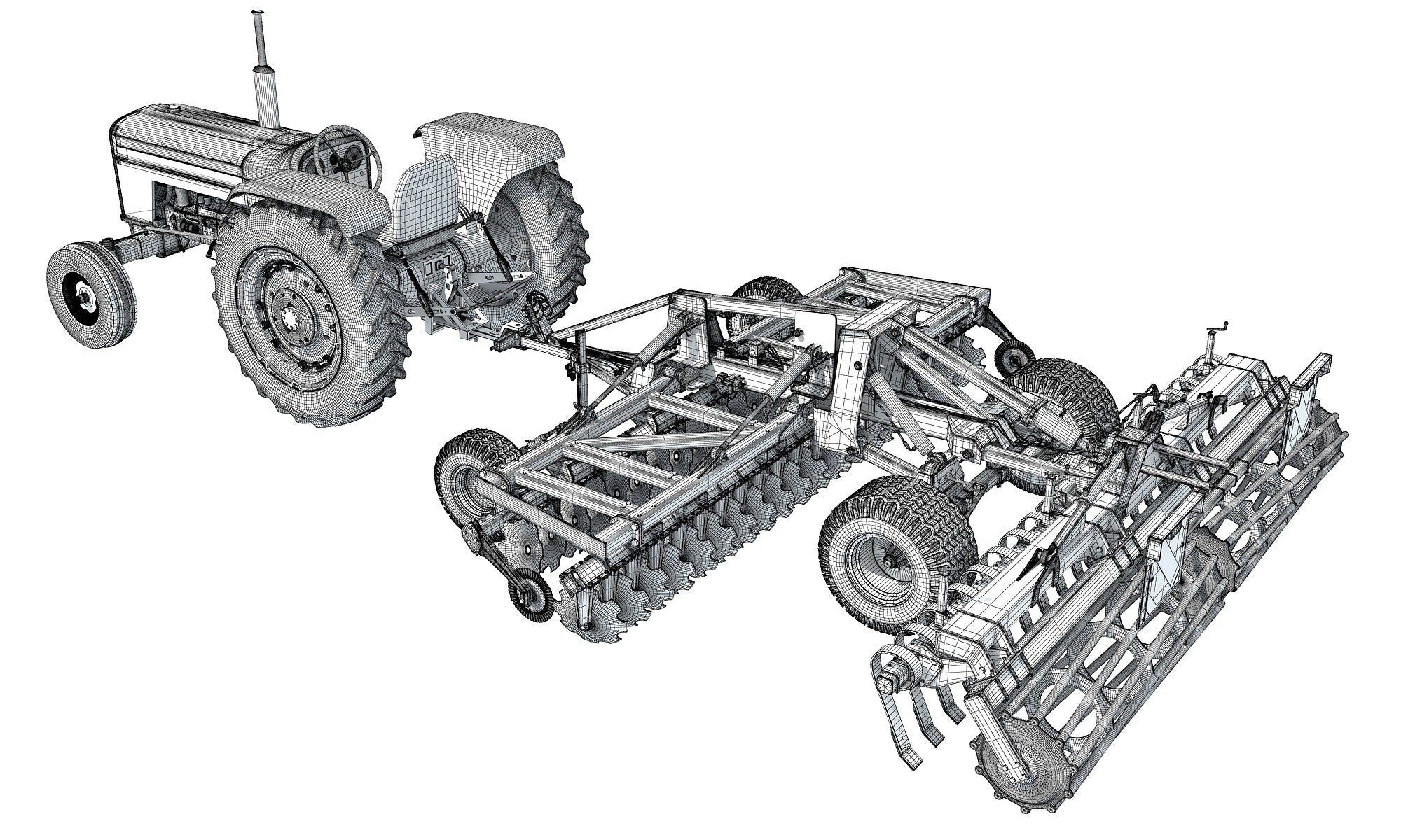 Tractor with Disc Harrow