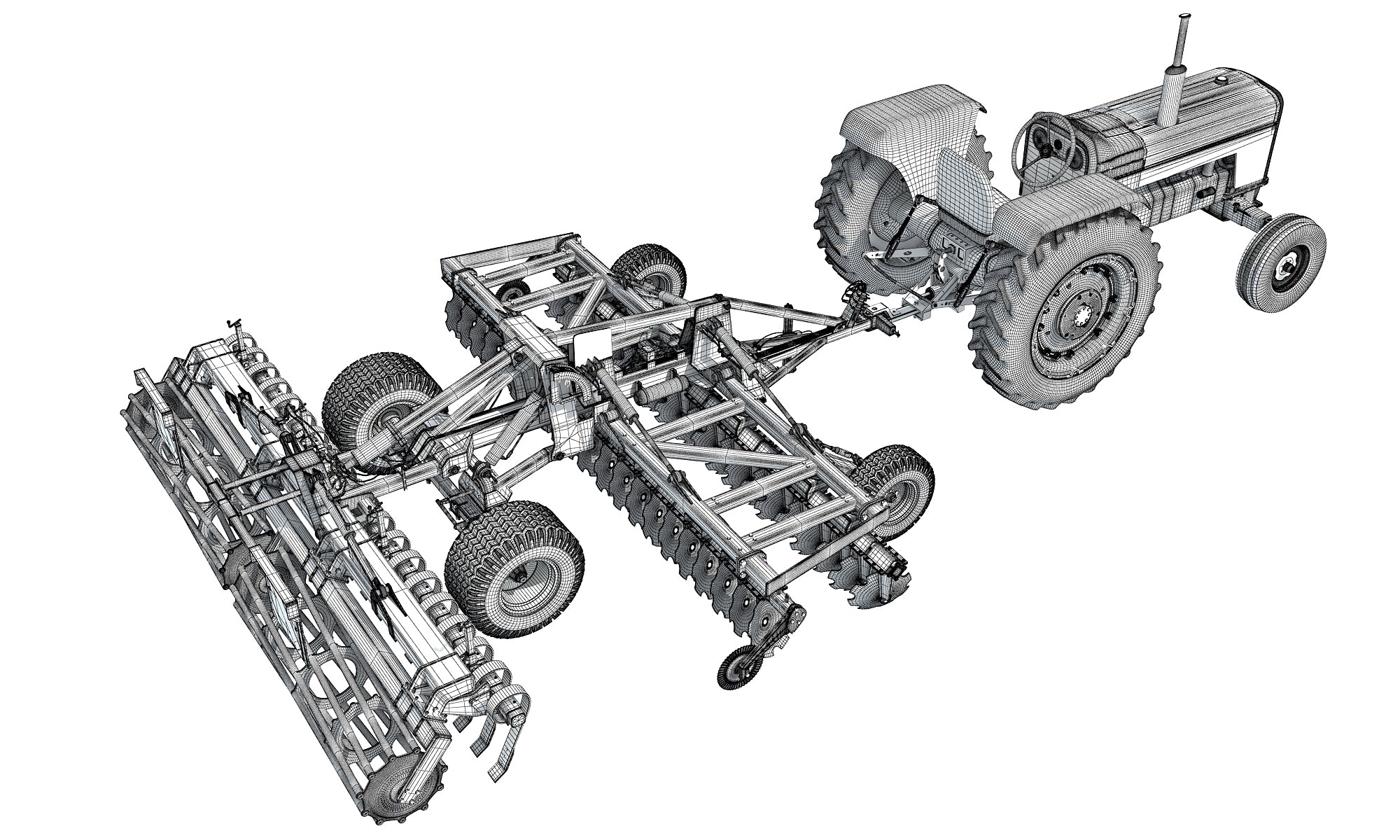 Tractor with Disc Harrow