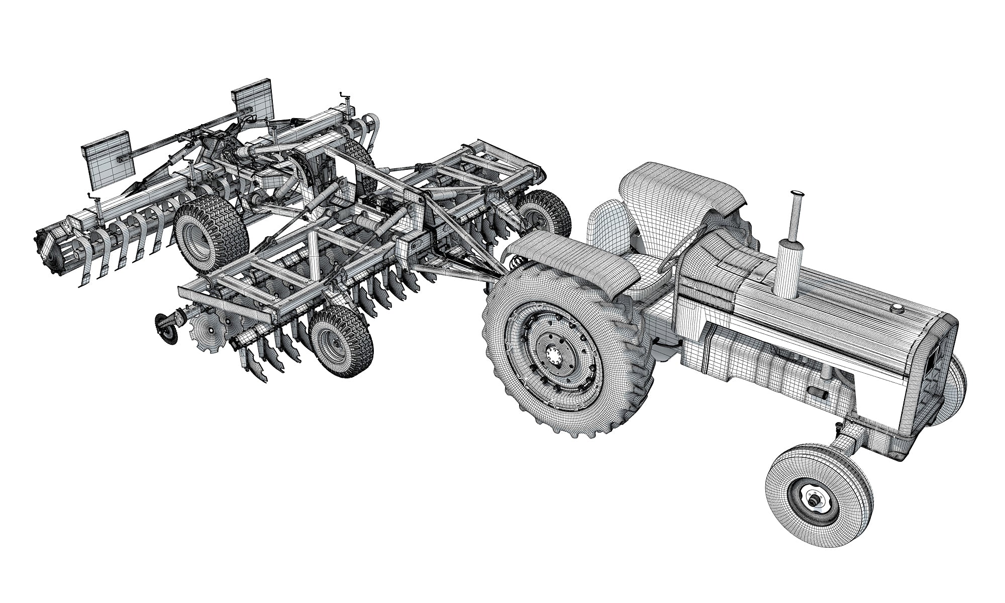 Tractor with Disc Harrow