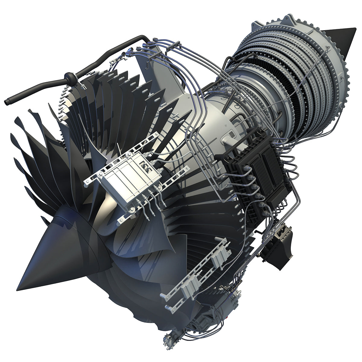 3D Aircraft Jet Turbofan Engine Model