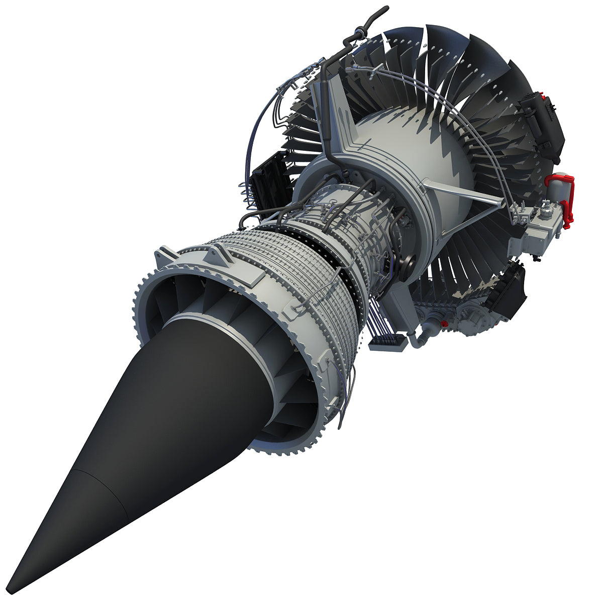 3D Aircraft Jet Turbofan Engine Model