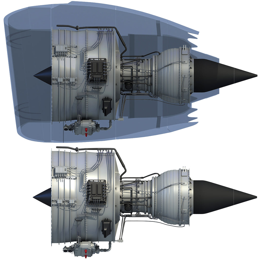 3D Aircraft Jet Turbofan Engine Model