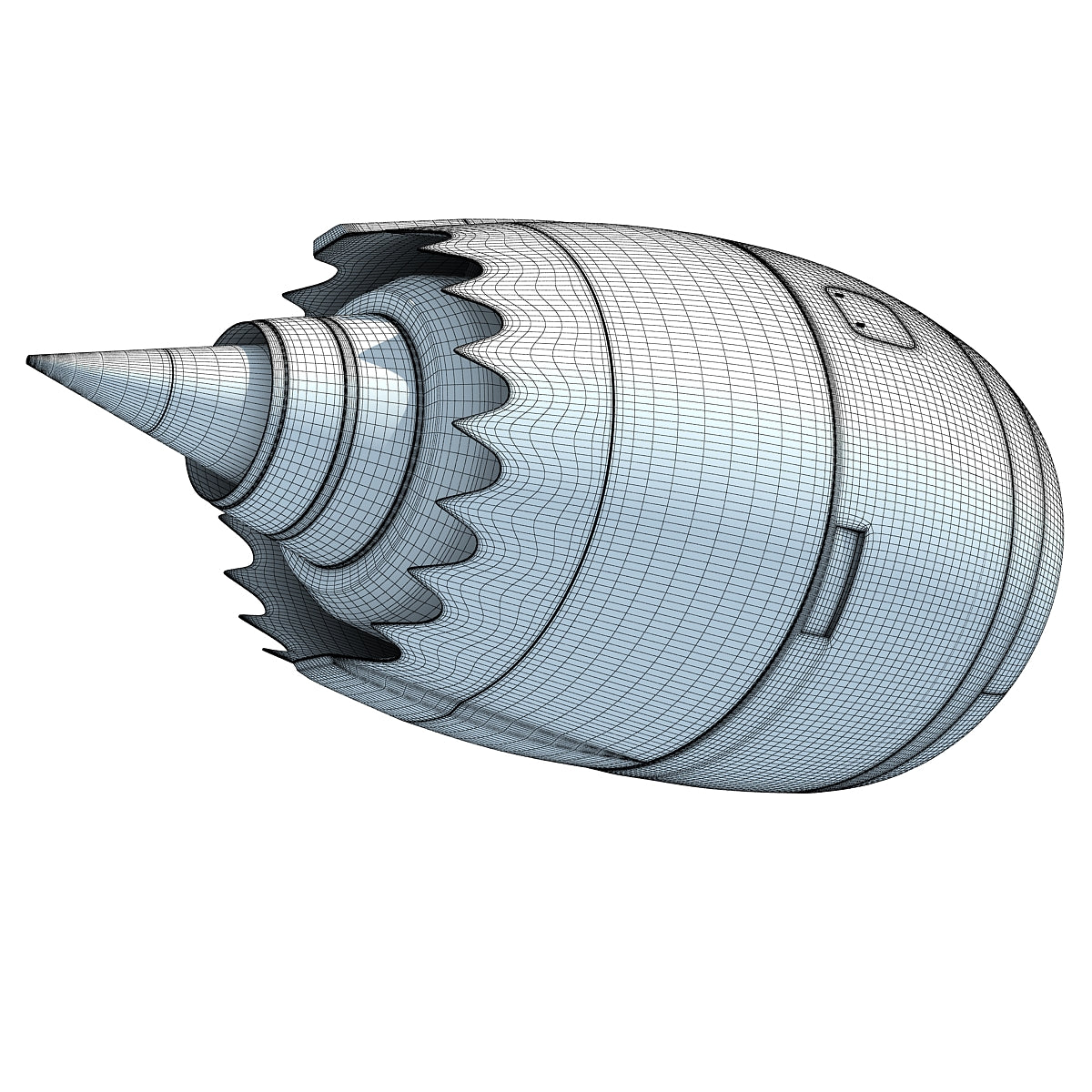 3D Aircraft Jet Turbofan Engine Model