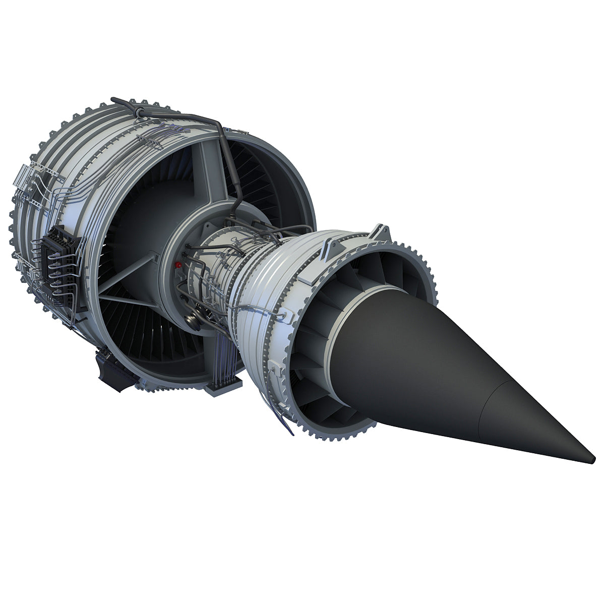 3D Aircraft Jet Turbofan Engine Model