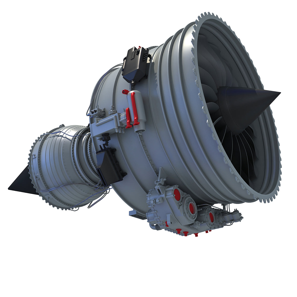 3D Aircraft Jet Turbofan Engine Model