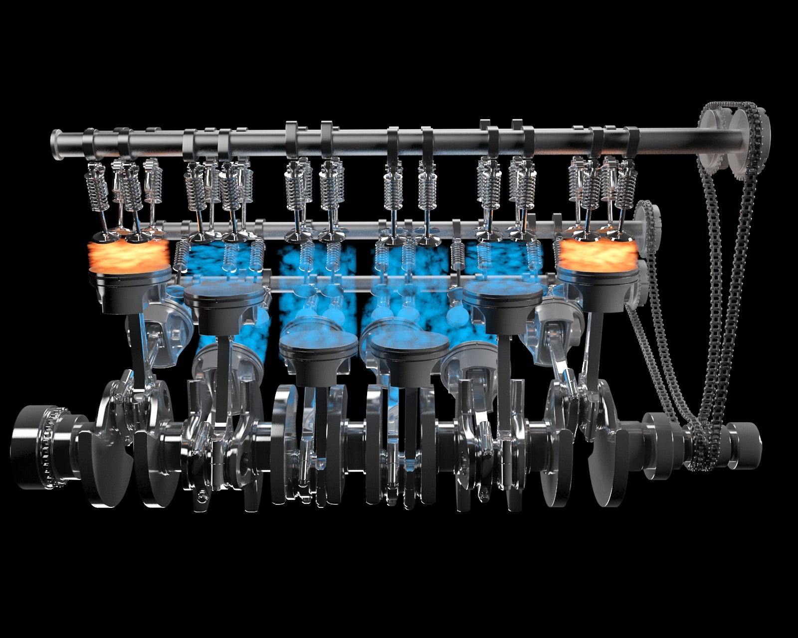 Animated V12 Engine