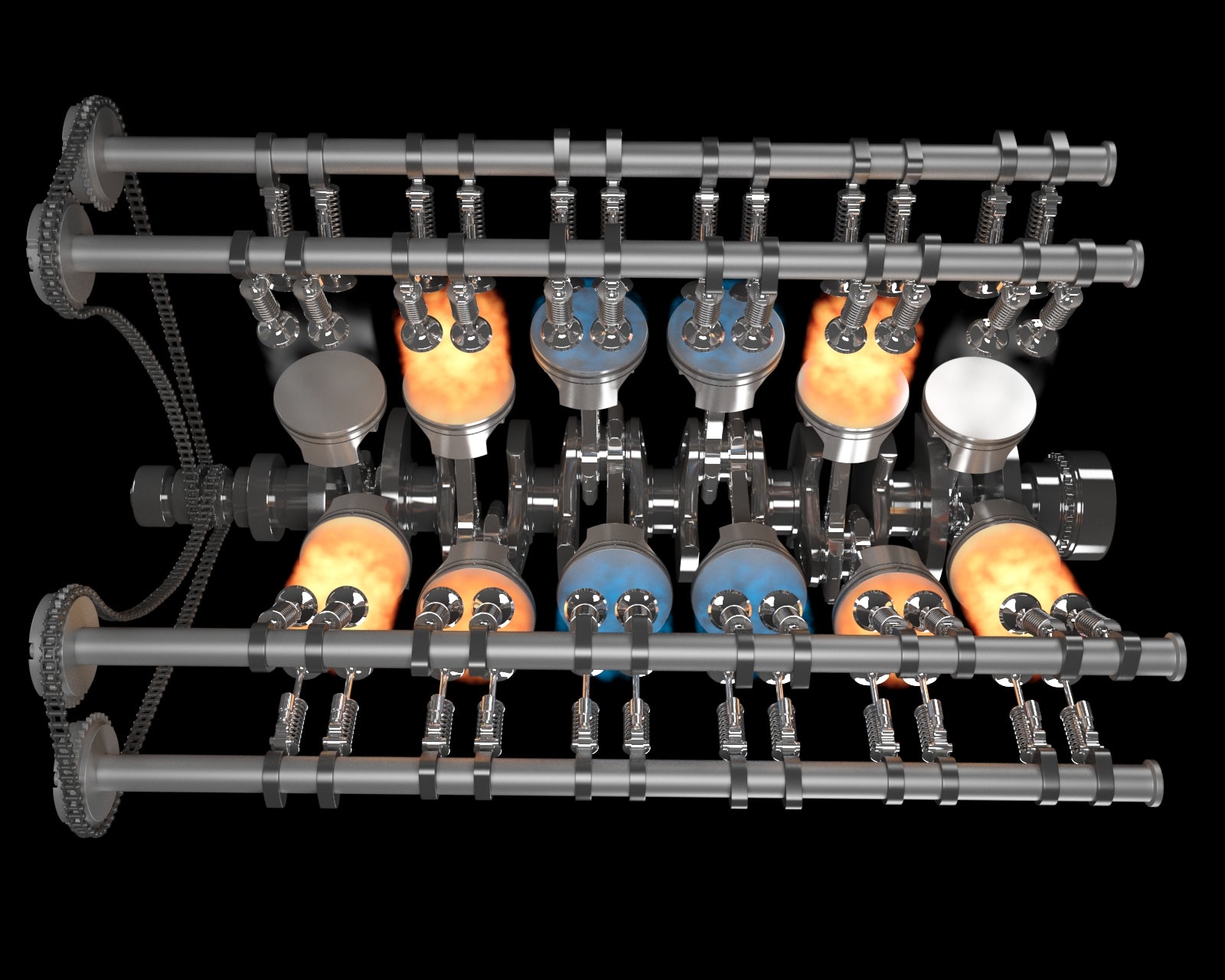 Animated V12 Engine