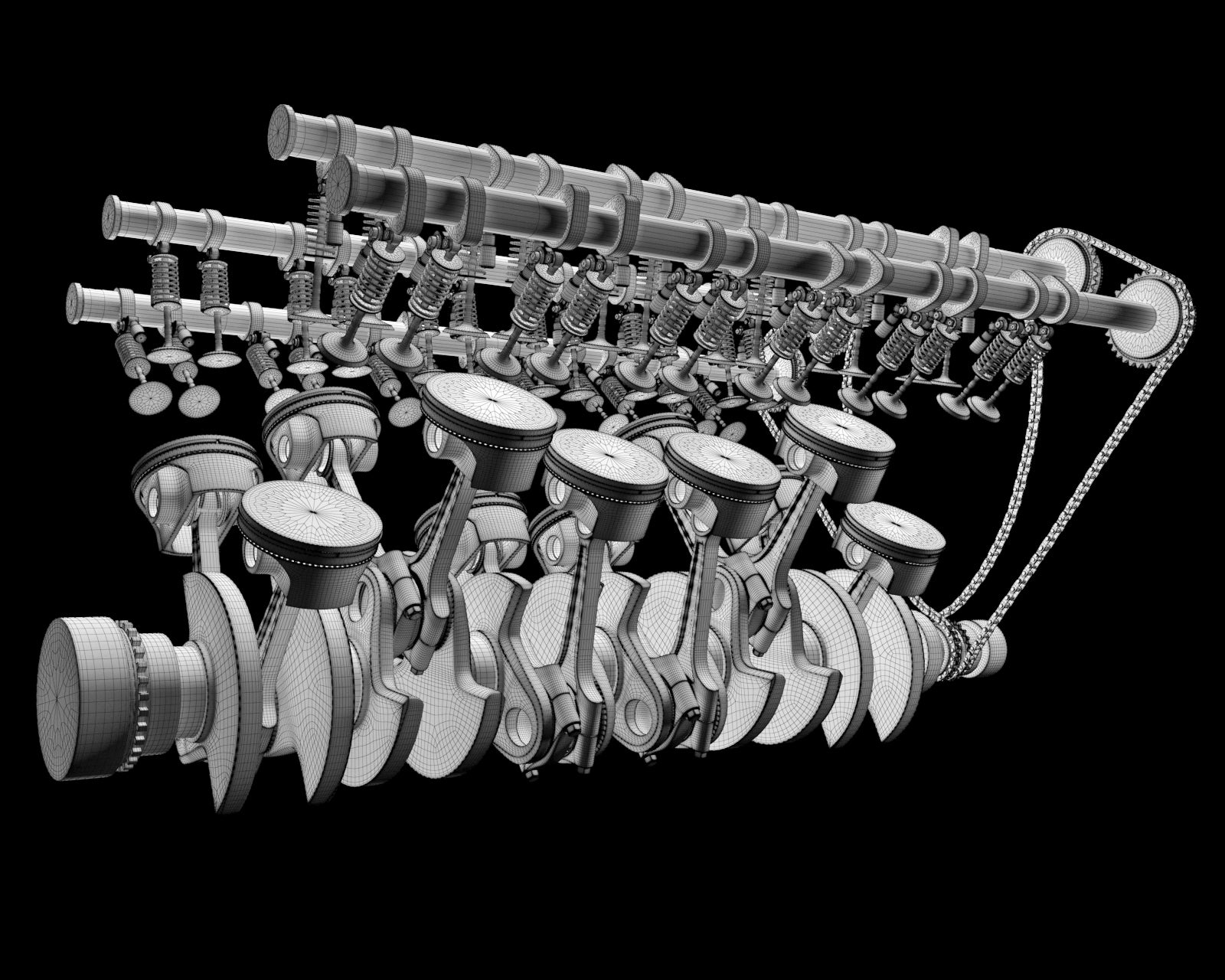 Animated V12 Engine