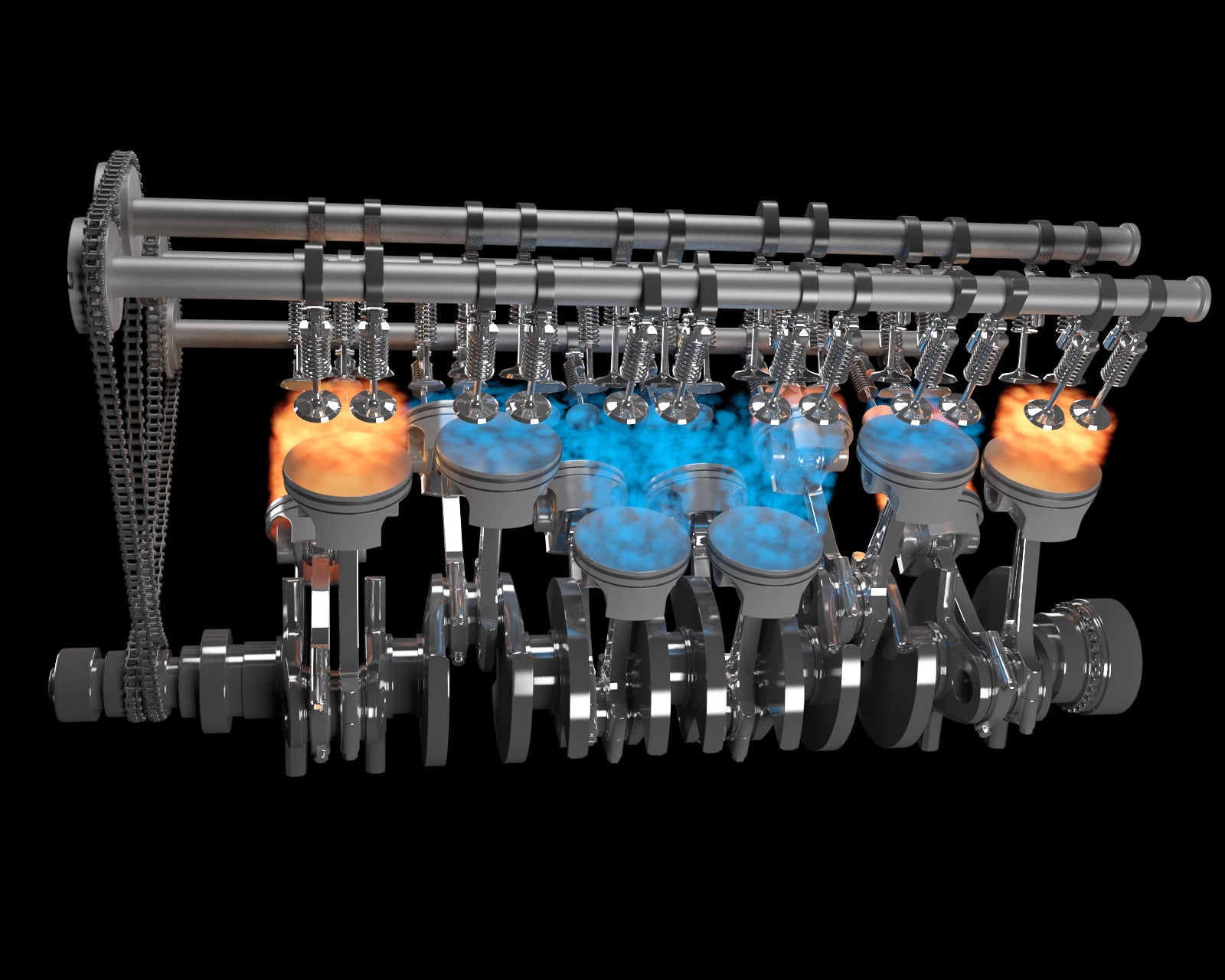 Animated V12 Engine