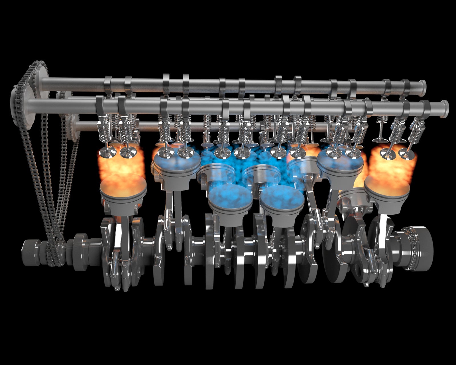 Animated V12 Engine