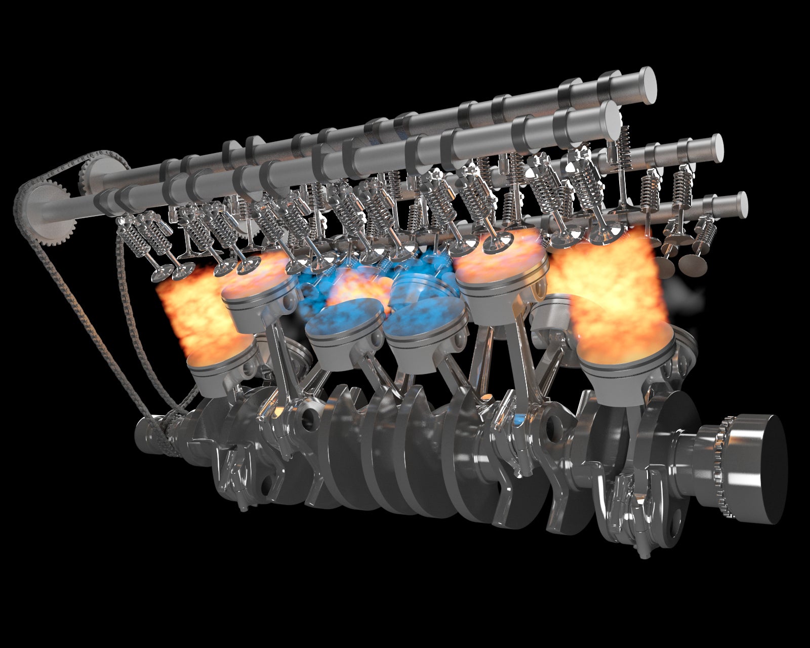 Animated V12 Engine