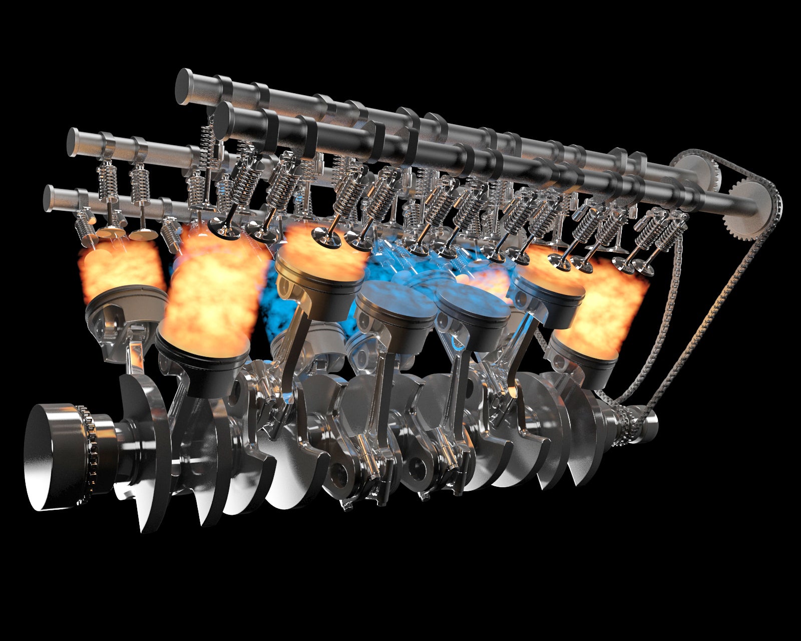 Animated V12 Engine