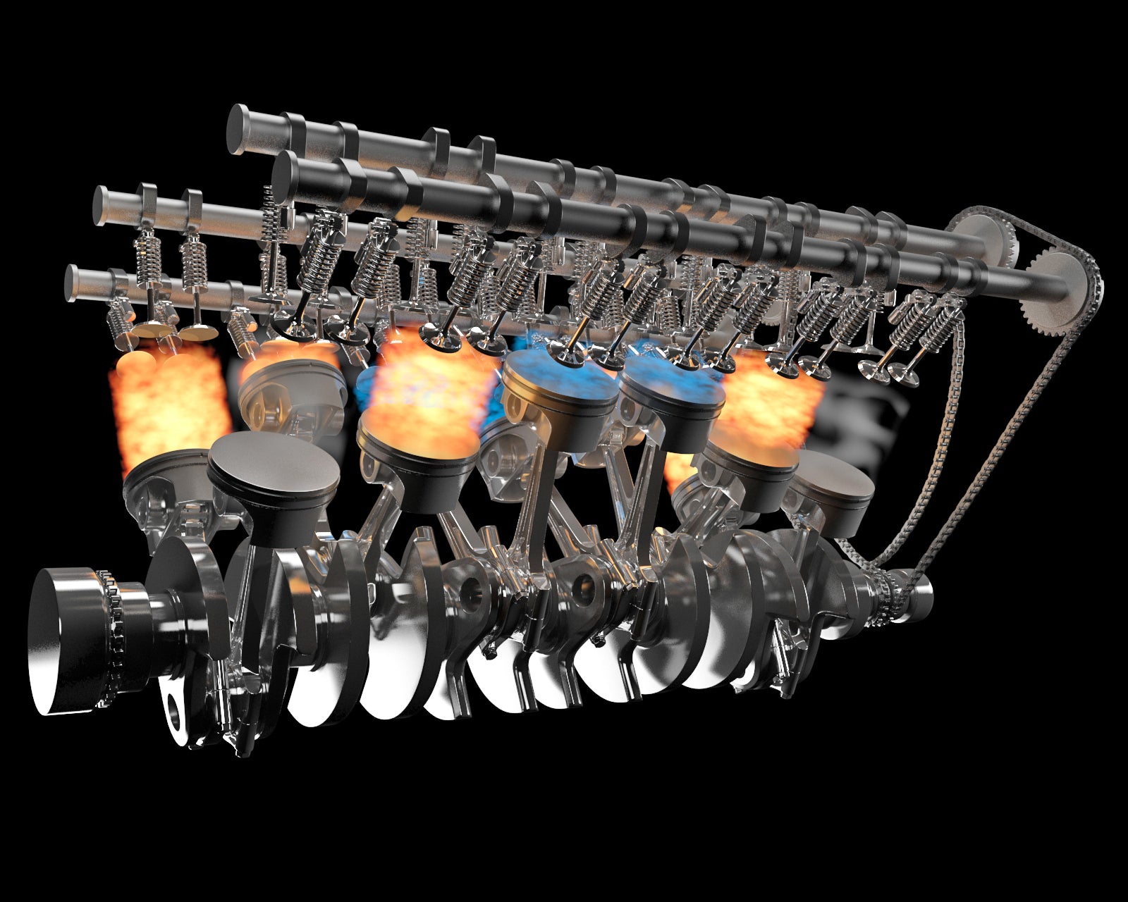 Animated V12 Engine