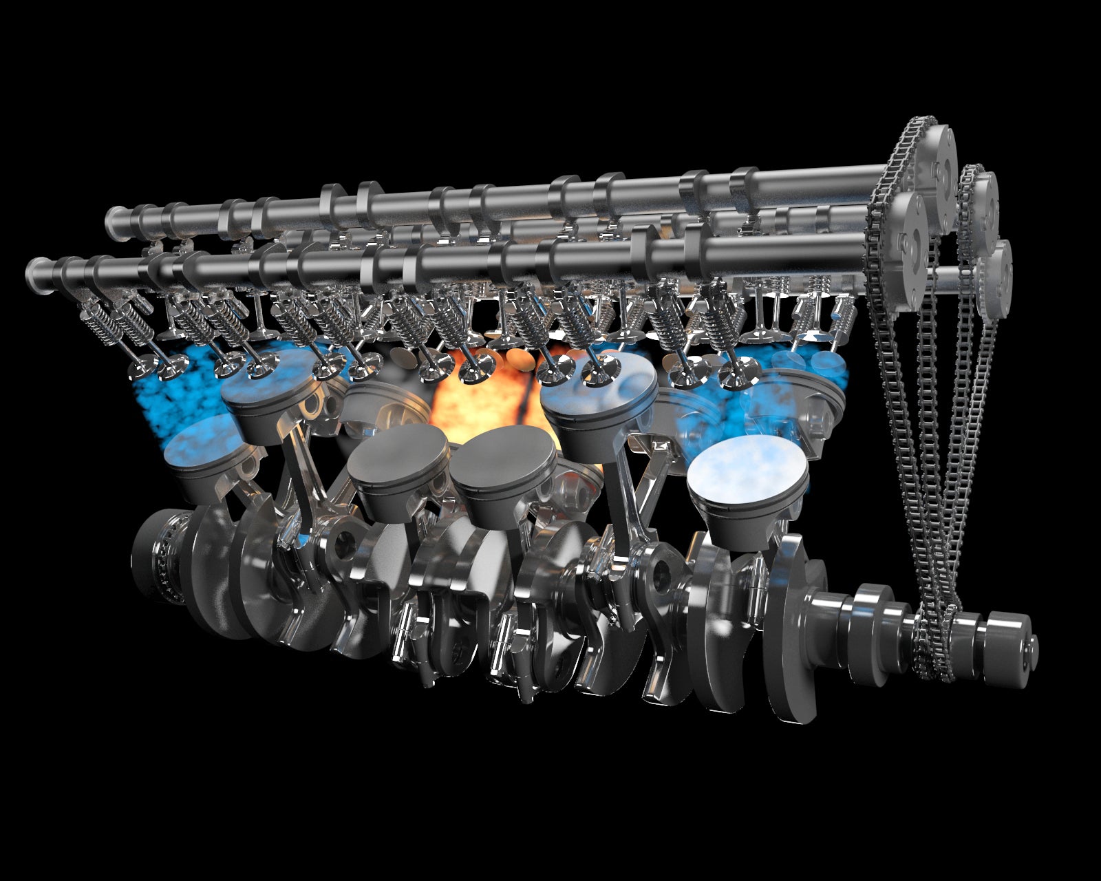 Animated V12 Engine