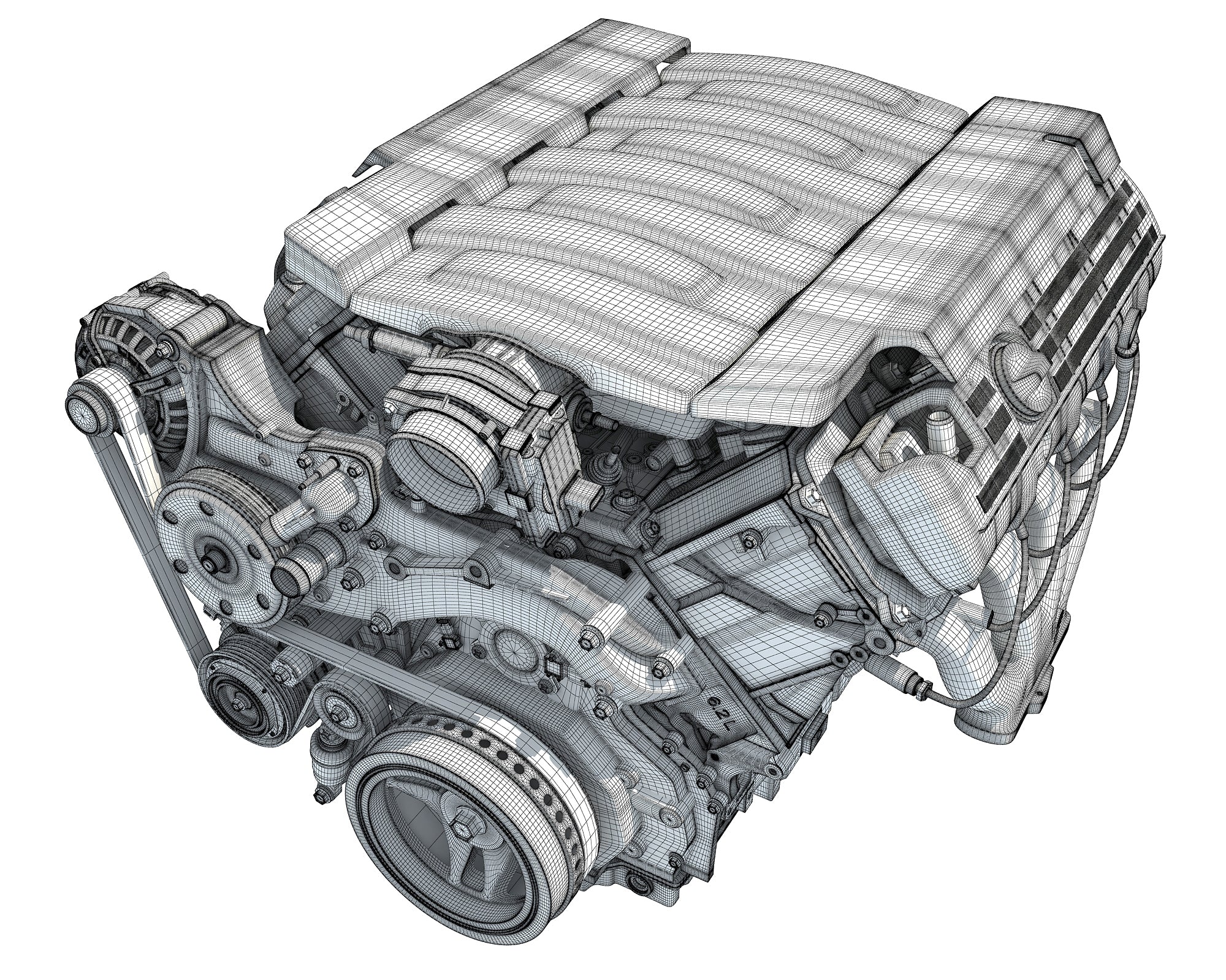 3D Models - V8 Engine with Semi Interior – 3D Horse