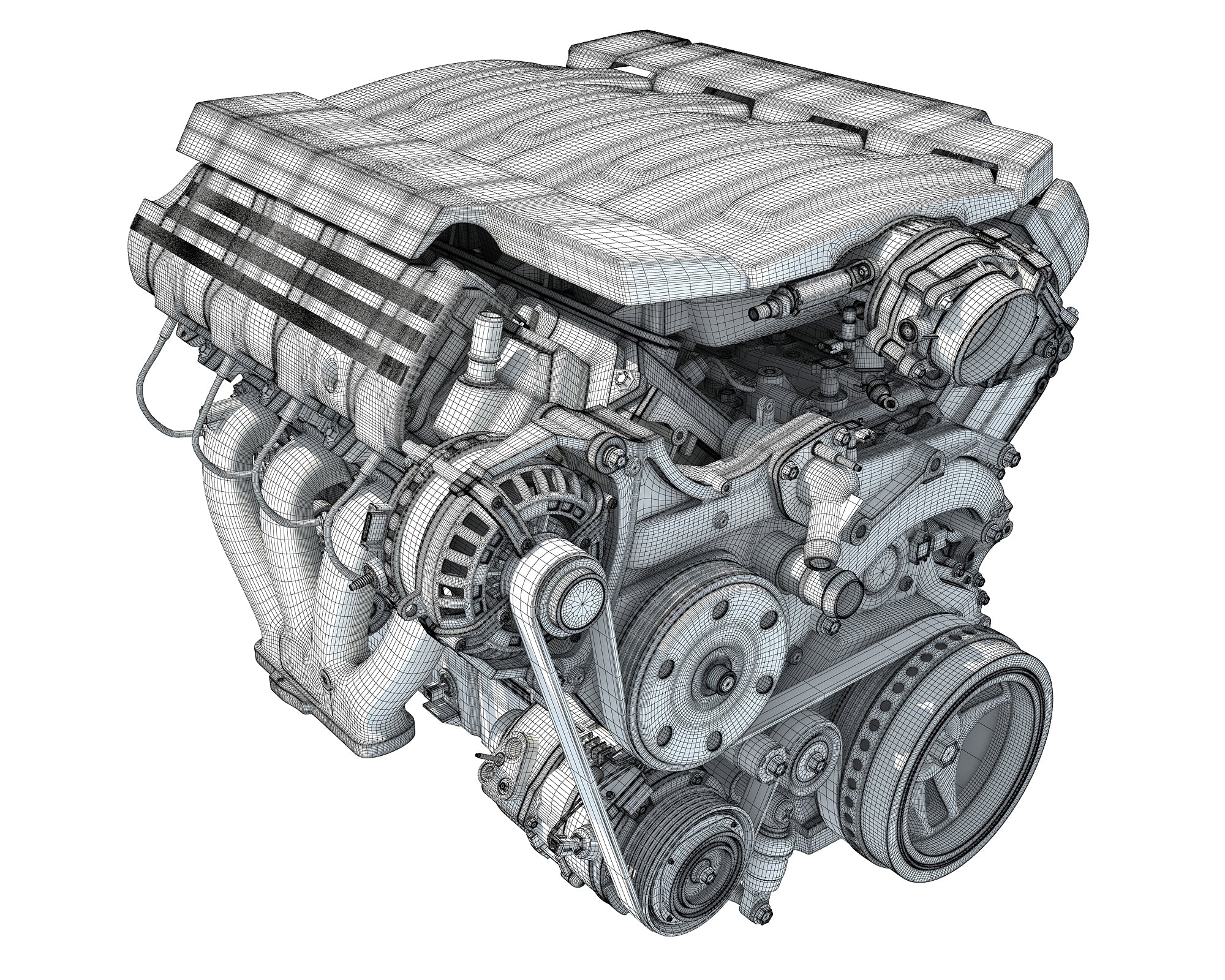3D Models - V8 Engine with Semi Interior – 3D Horse