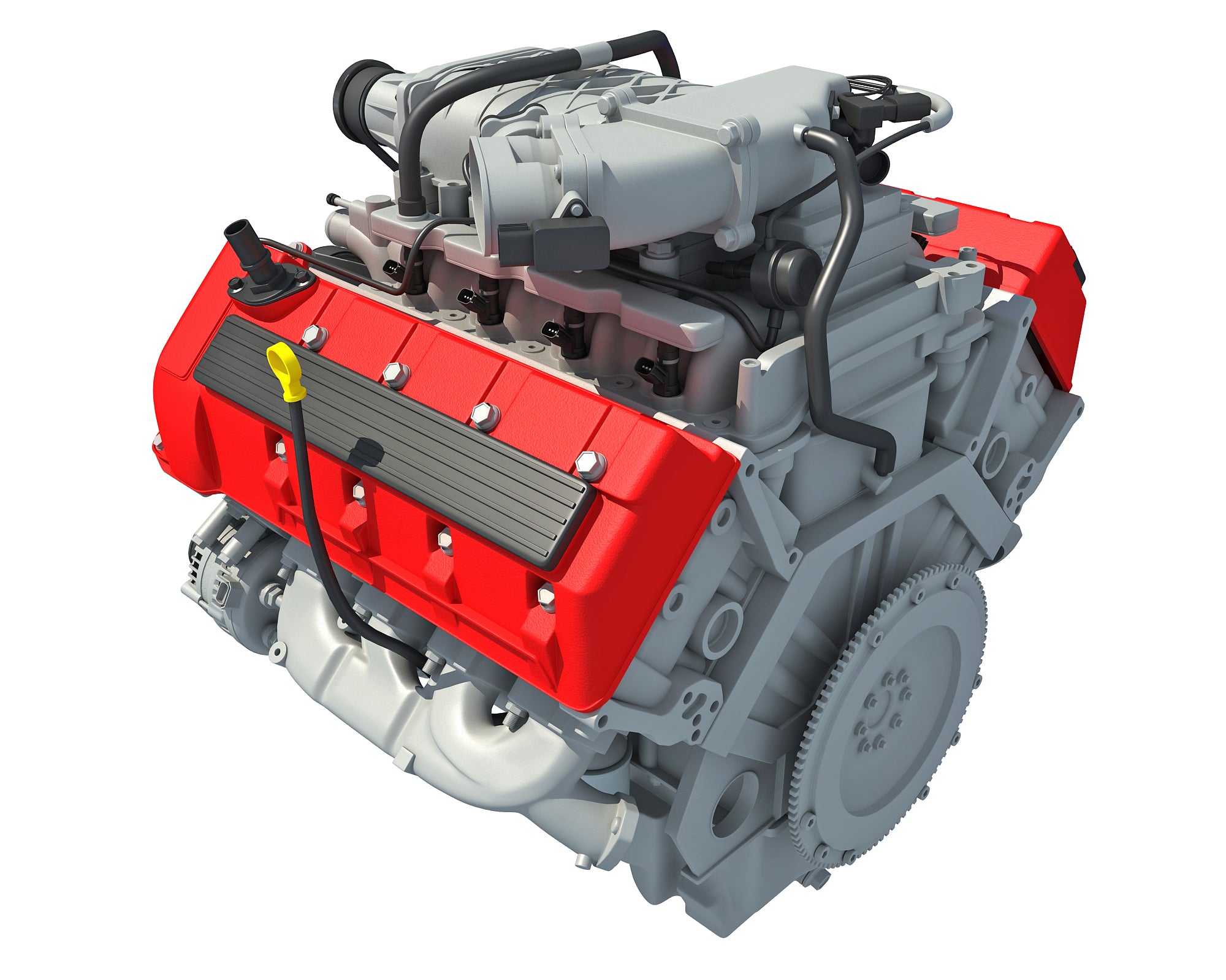 V8 Engine with Interior Parts