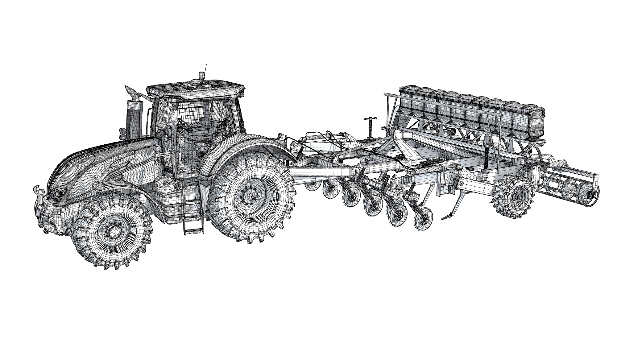 Tractor with Trailed Disc Harrow