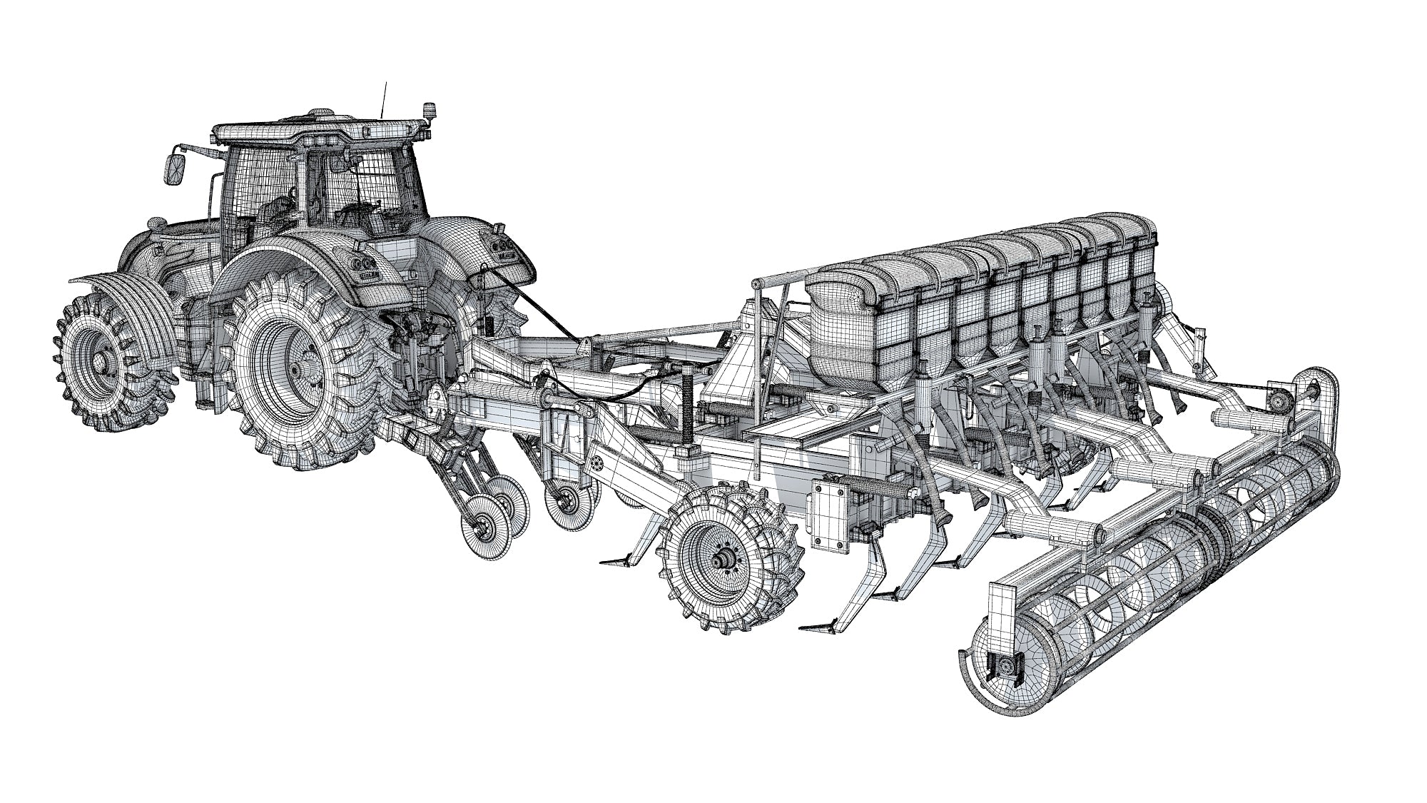 Tractor with Trailed Disc Harrow