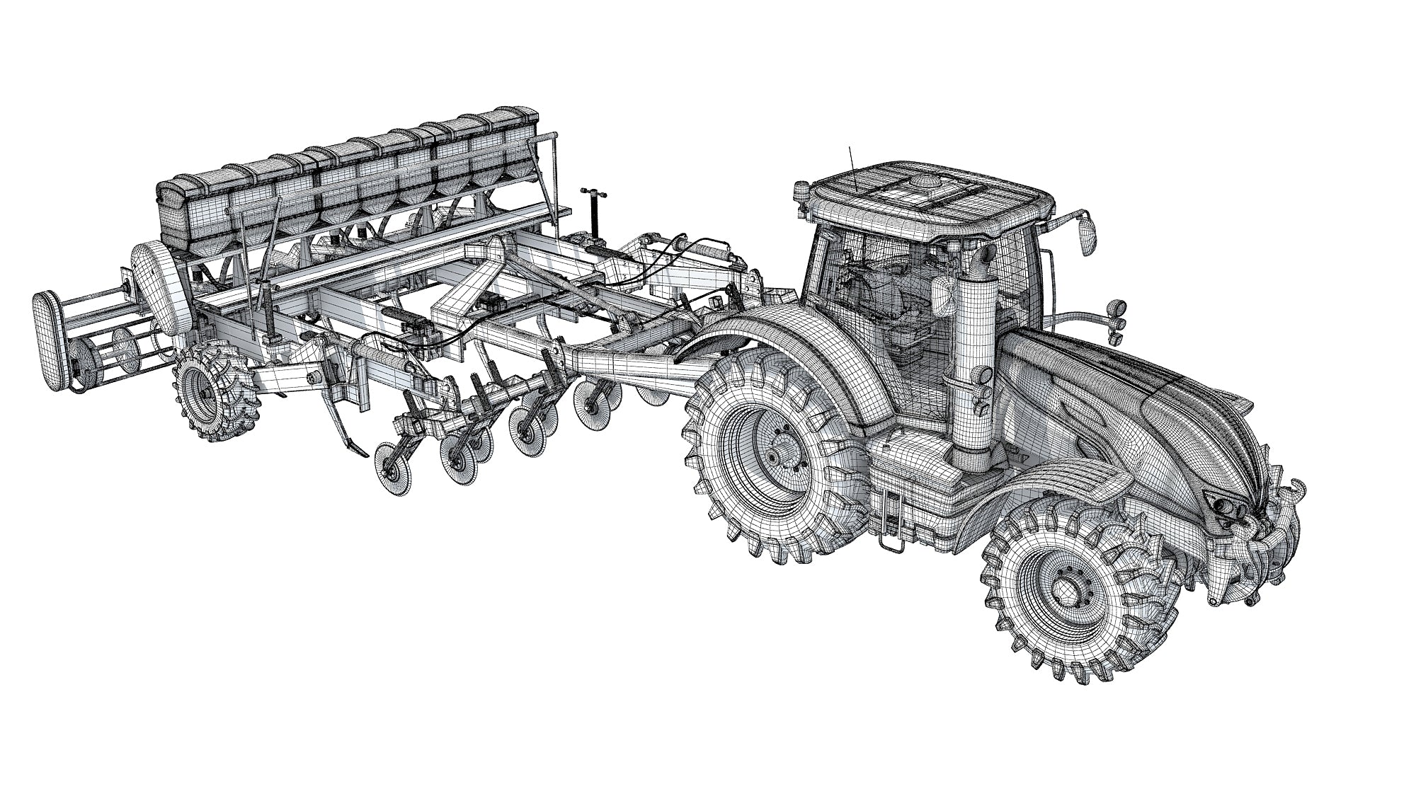 Tractor with Trailed Disc Harrow