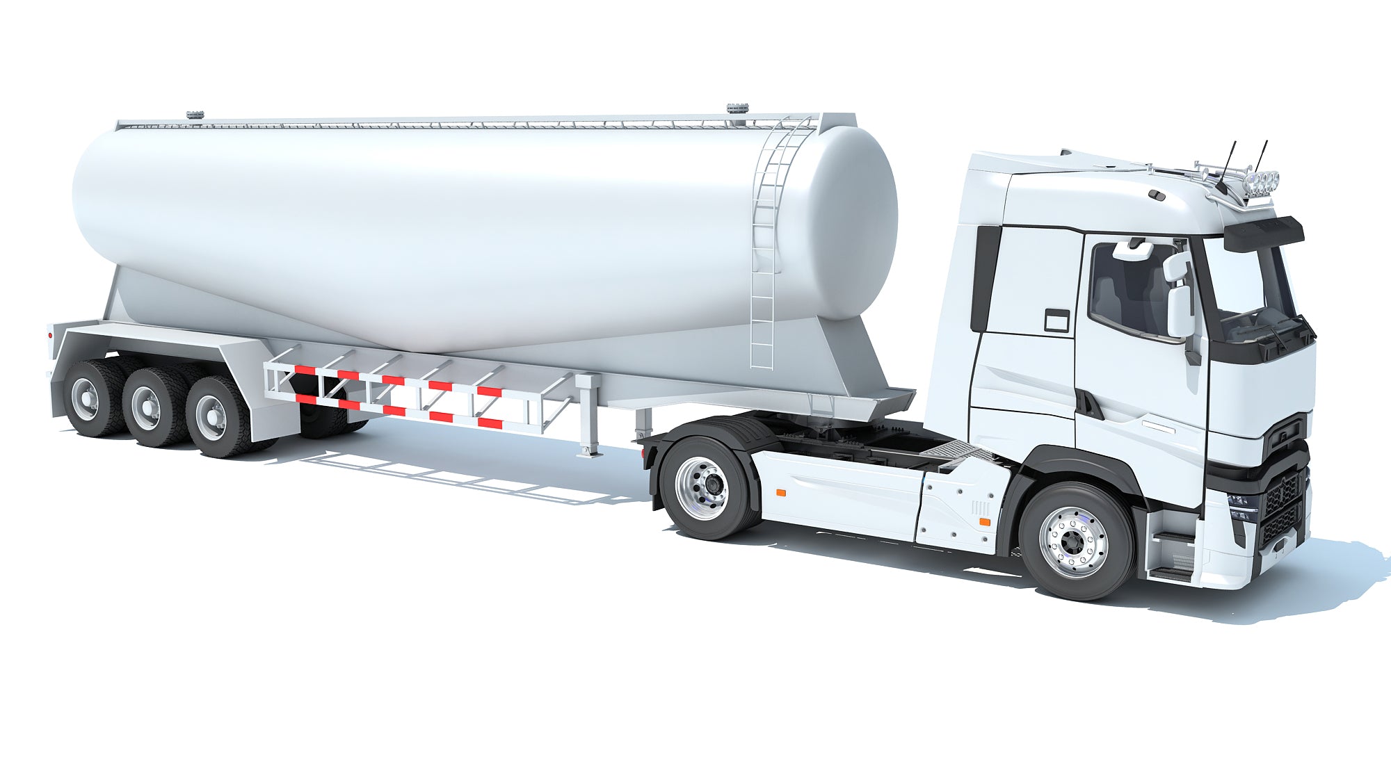 White Truck with Tank Trailer