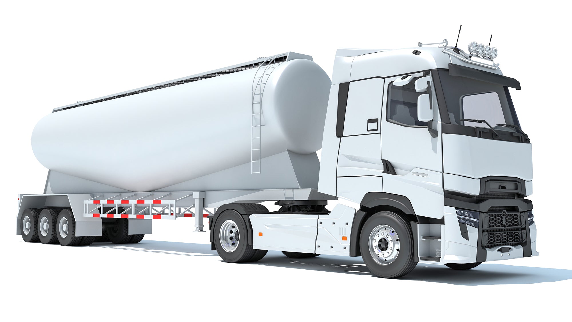 White Truck with Tank Trailer