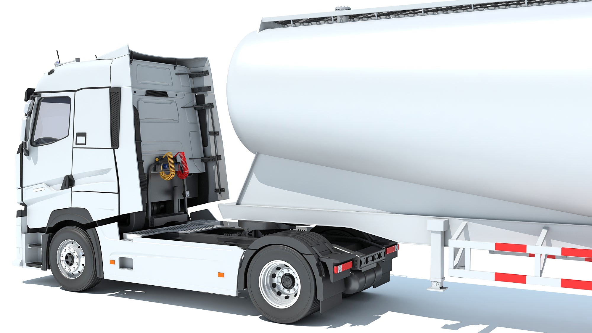 White Truck with Tank Trailer