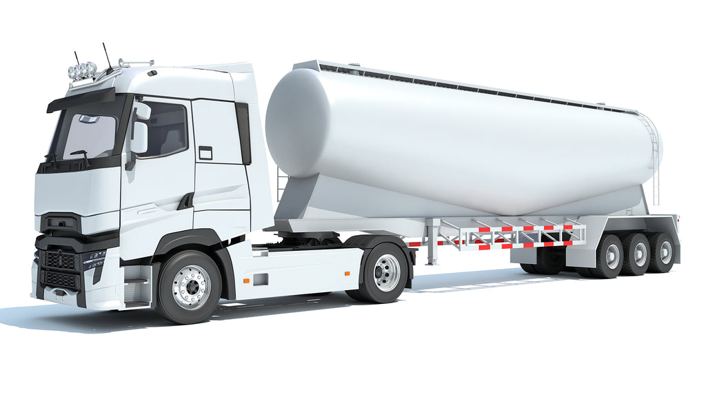 White Truck with Tank Trailer