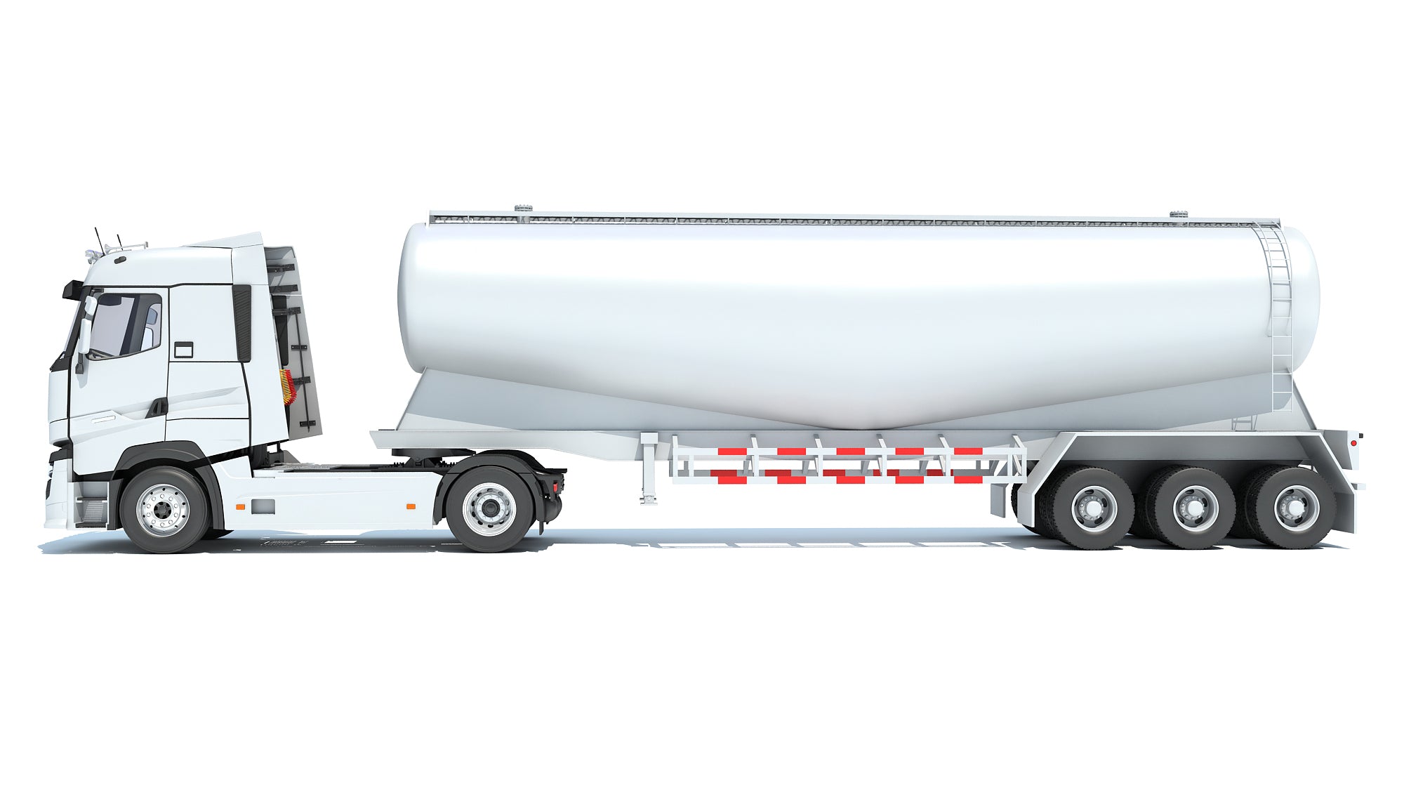 White Truck with Tank Trailer